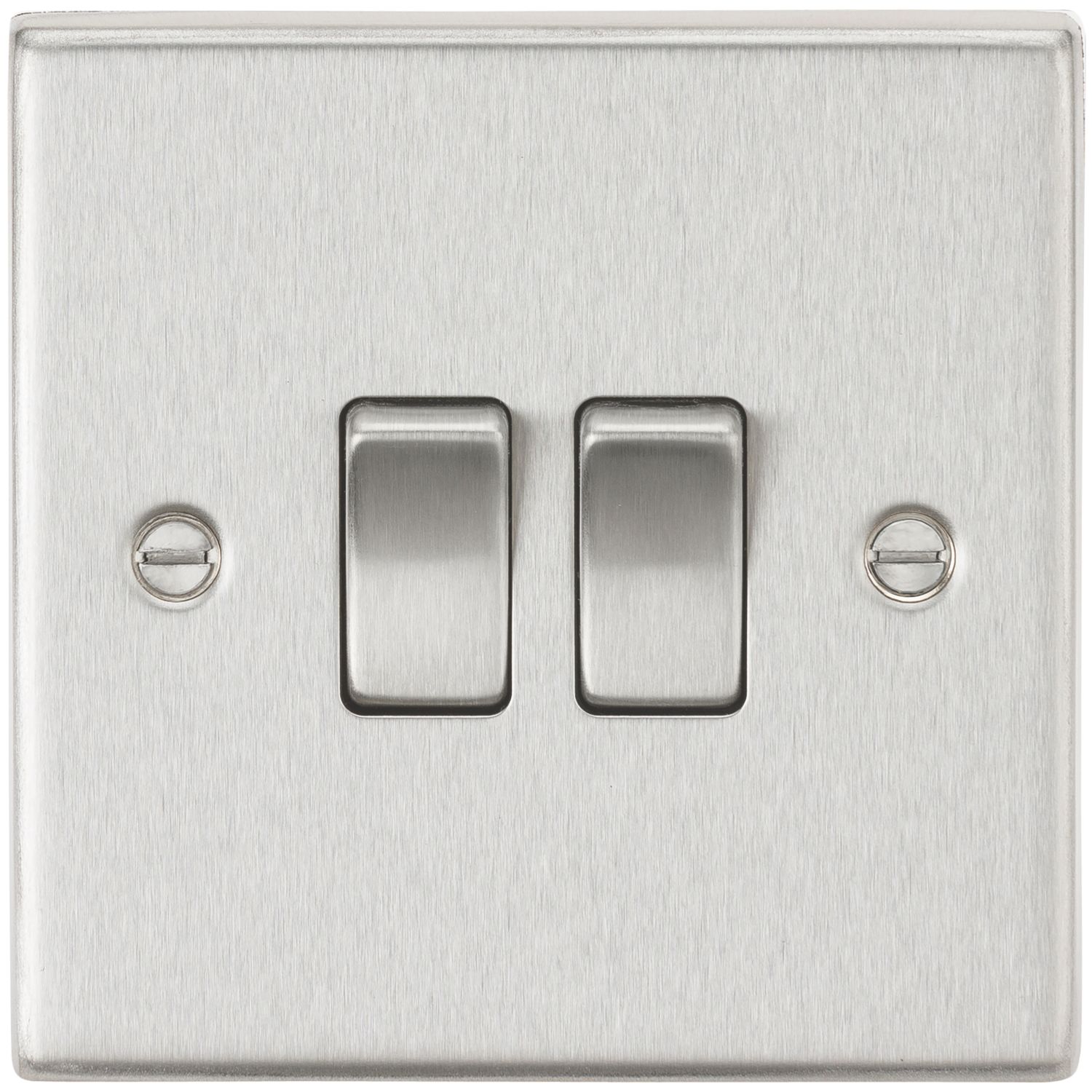 Knightsbridge 10AX 2-Gang 2-Way Light Switch Brushed Chrome (831VF)