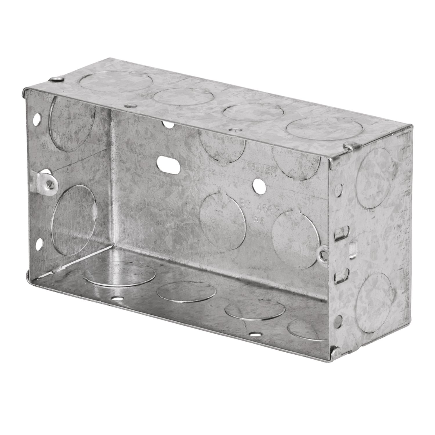 Tower 2-Gang Galvanised Steel Knockout Back Box 47mm (832AW)