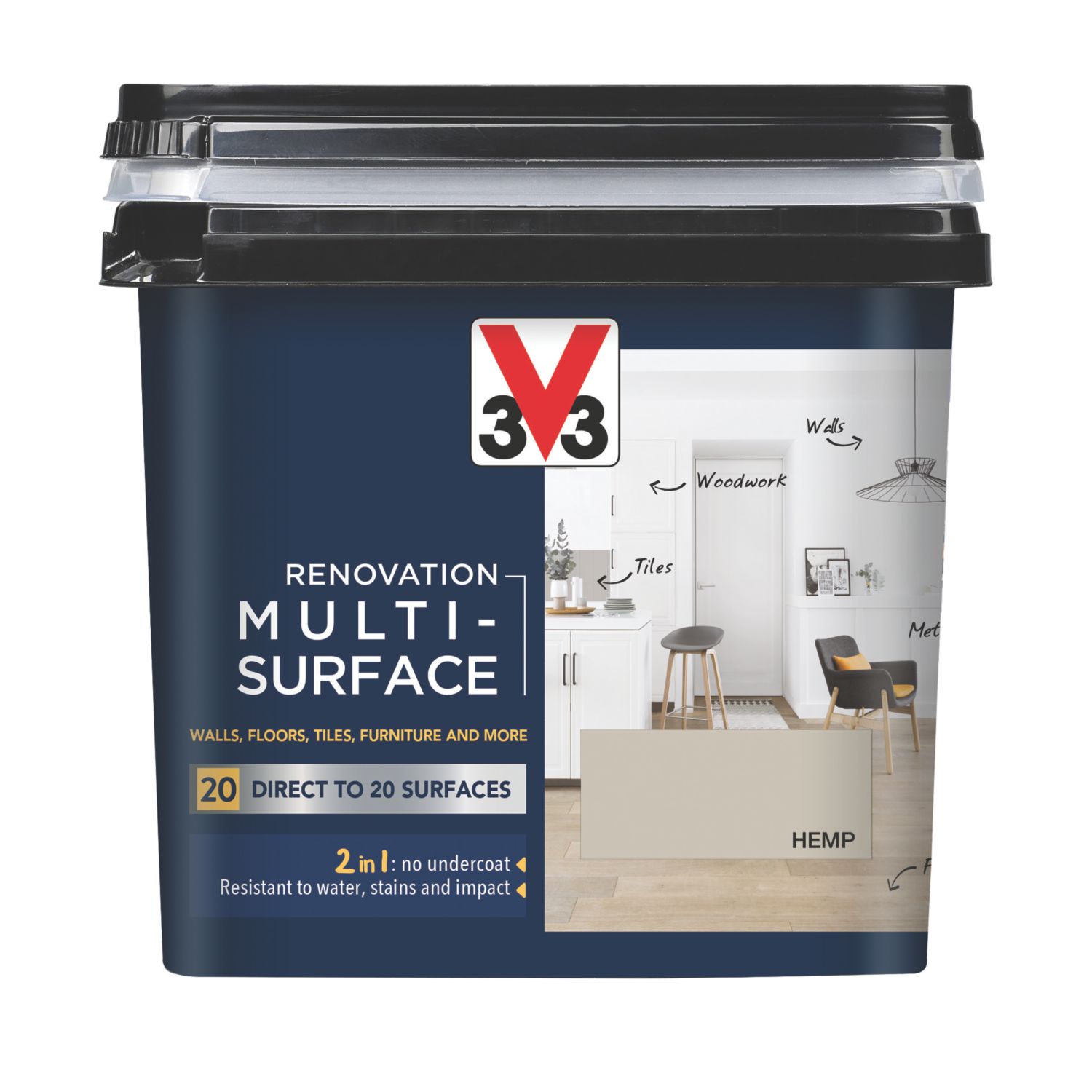V33 750ml Hemp Satin Acrylic Multi Surface Paint (832FW)