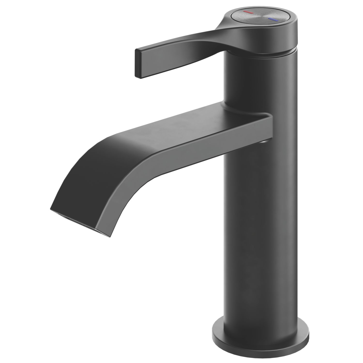 Swirl Ayre Matt Black 165mm Standard Lever Mono Basin Mixer Tap With Clicker Waste (832TK)