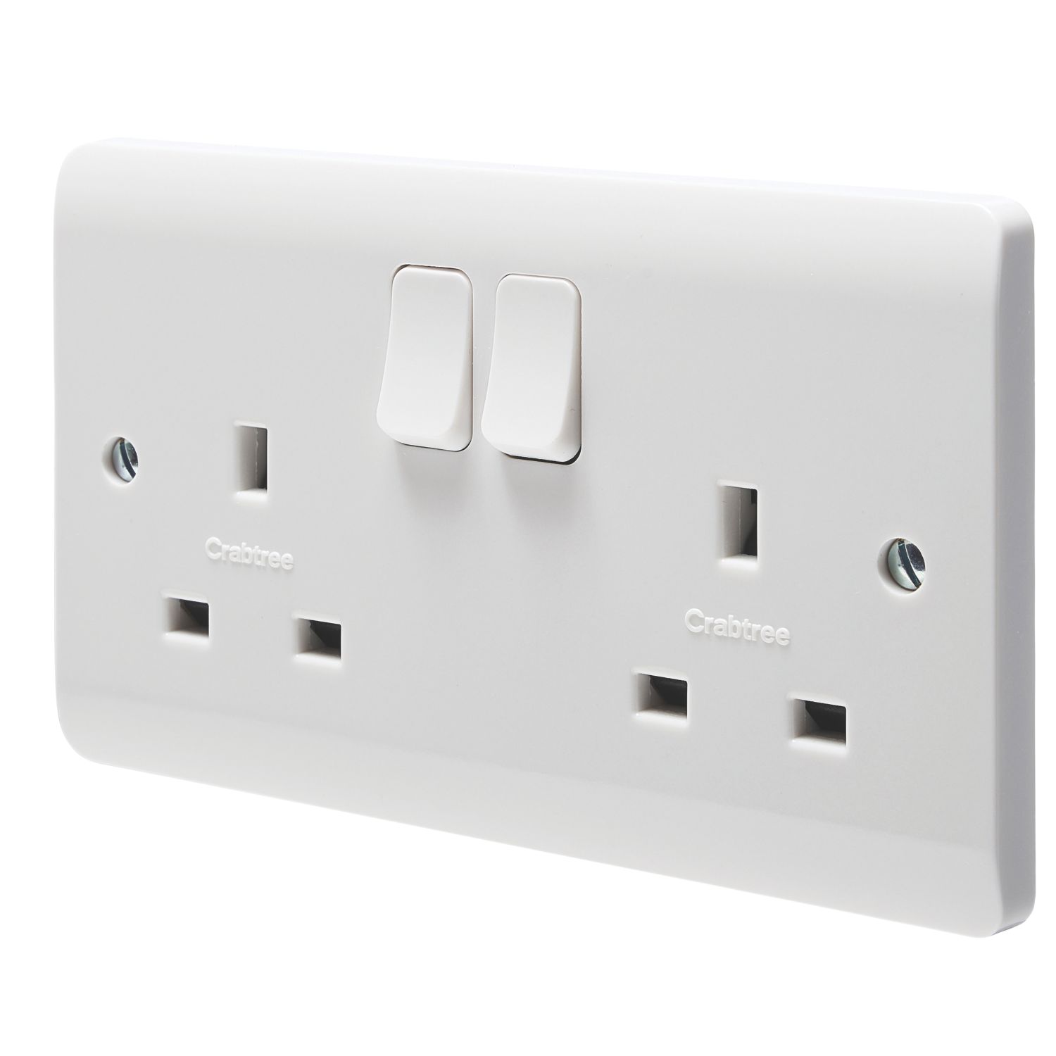 Crabtree Instinct 13A 2-Gang SP Switched Socket White (834HV)