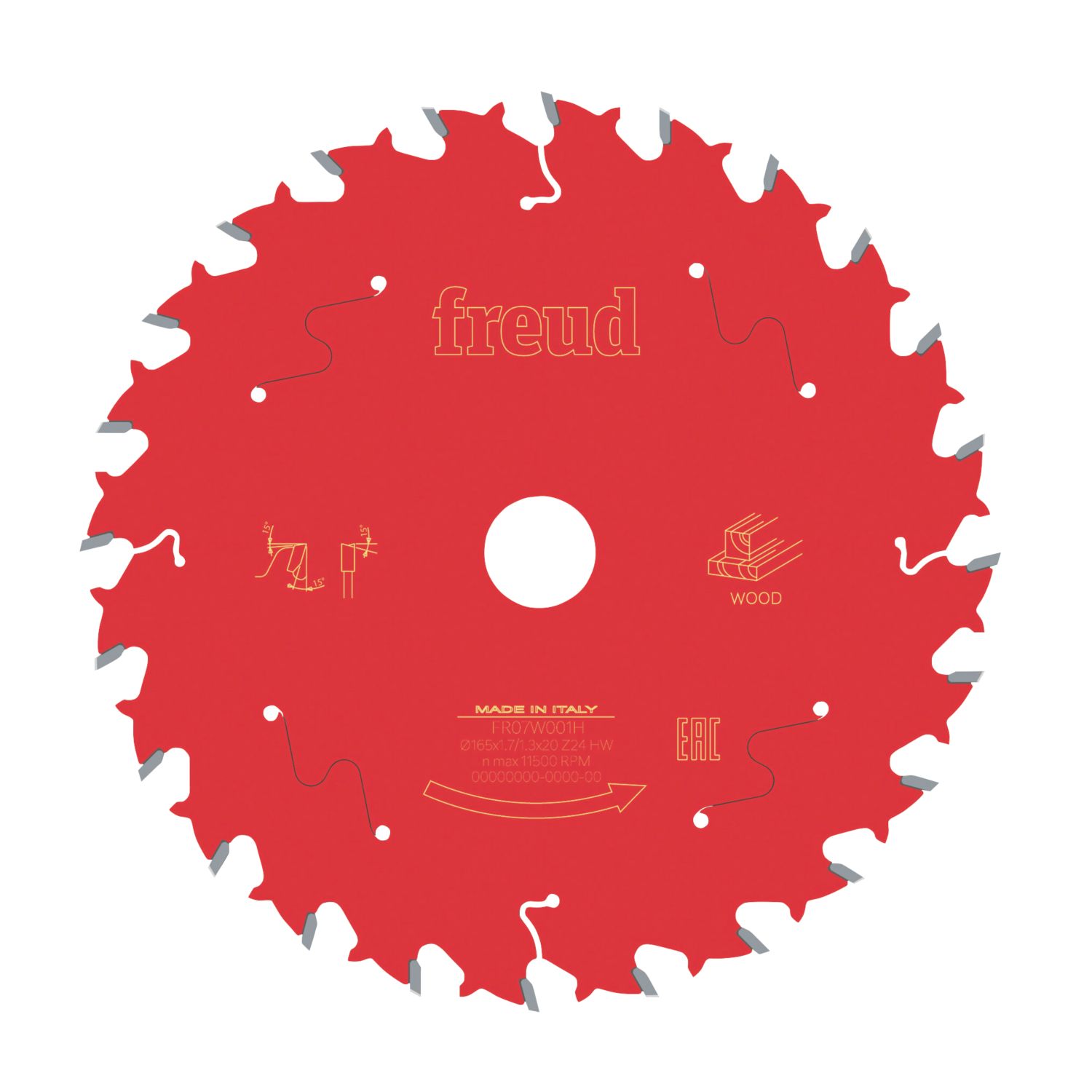 Freud Wood Circular Saw Blade 165mm x 20mm 24T (836KJ)
