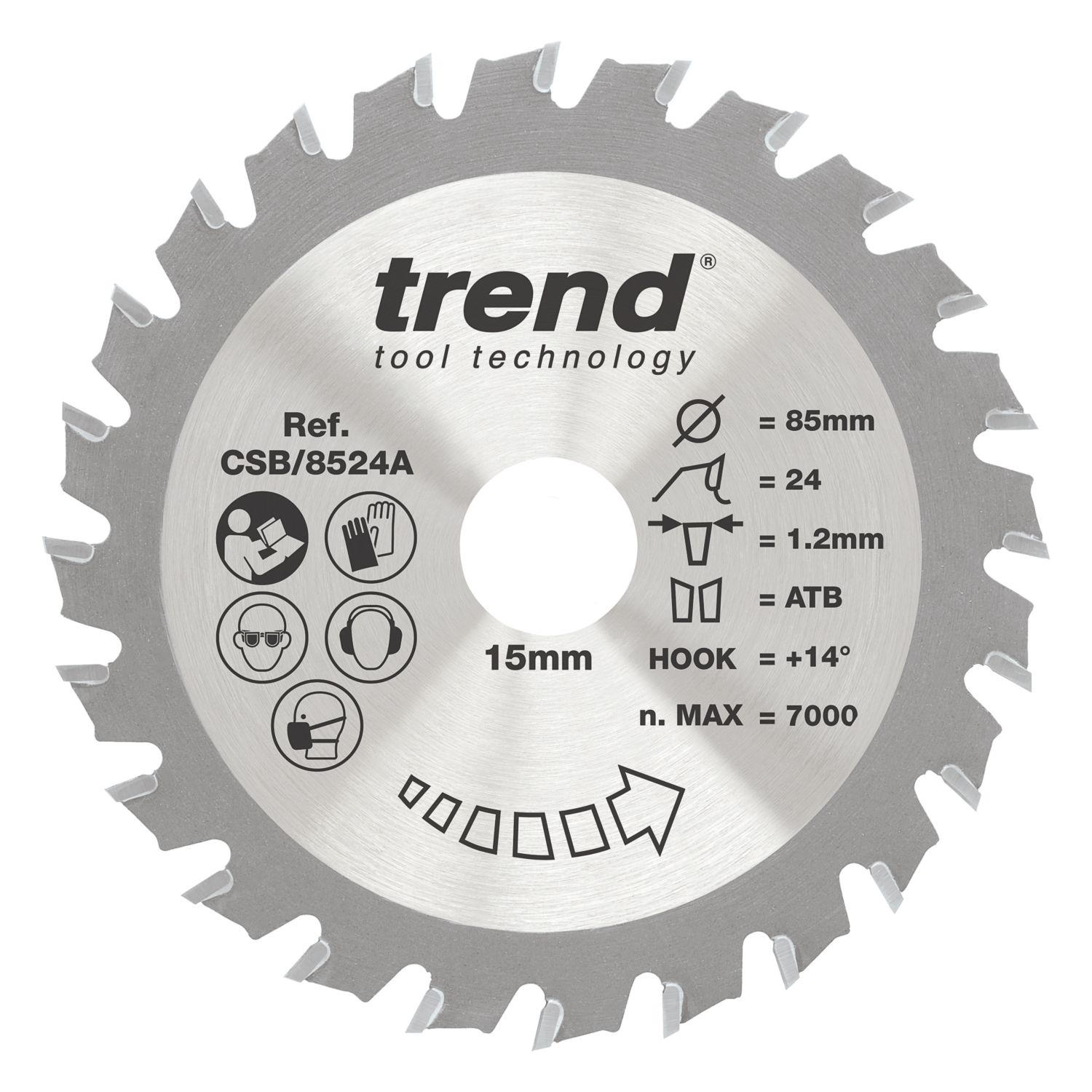 Trend CSB/8524A Wood Thin Kerf Circular Saw Blade for Cordless Saws 85mm x 15mm 24T (836XG)