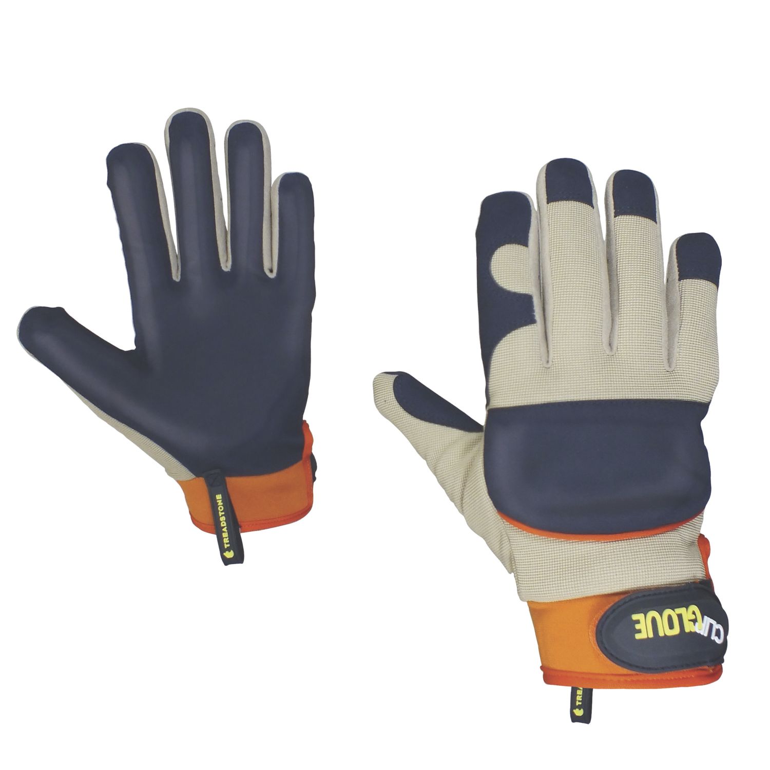 ClipGlove Leather Palm Goatskin Leather Gardening Gloves Navy / Cream Medium (836YE)