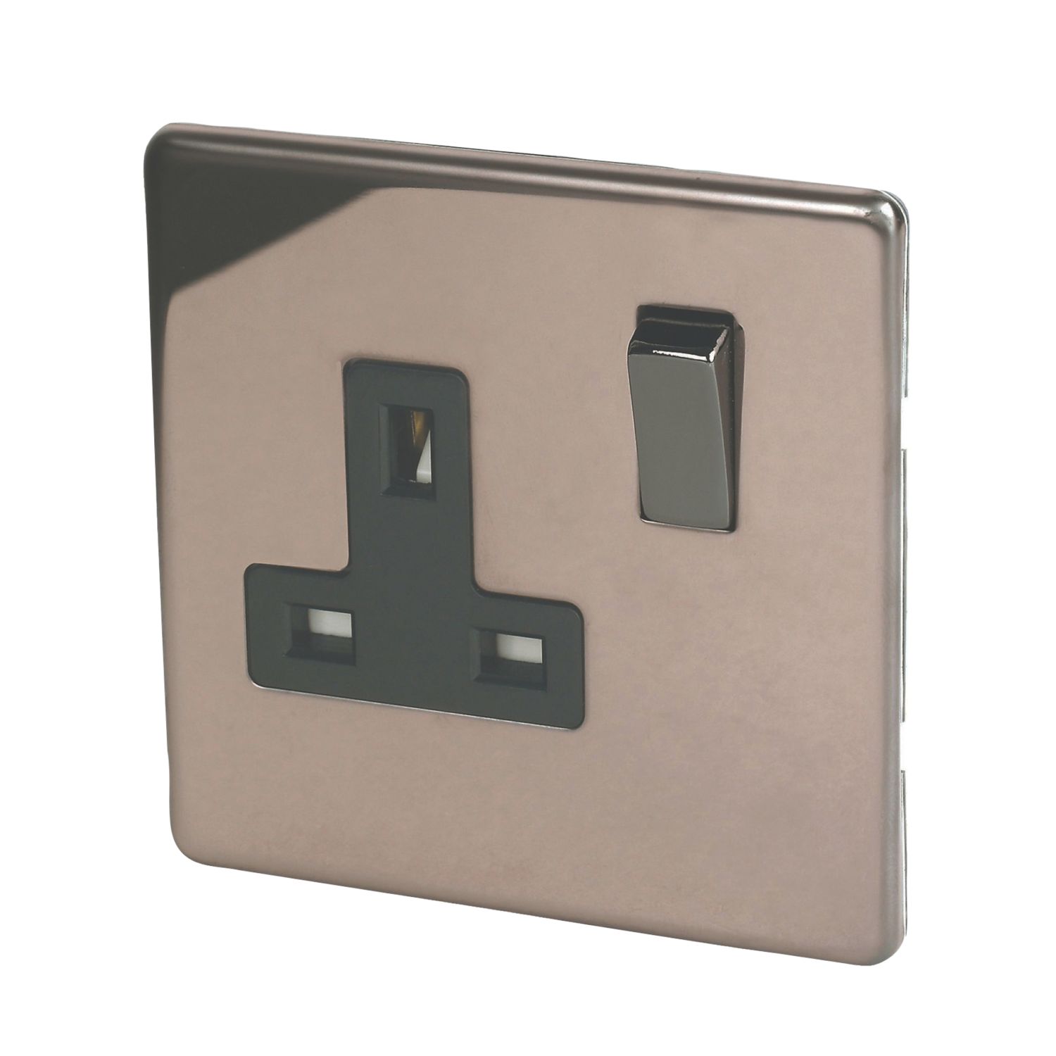 Varilight 13AX 1-Gang DP Switched Plug Socket Polished Bronze with Black Inserts (8388H)
