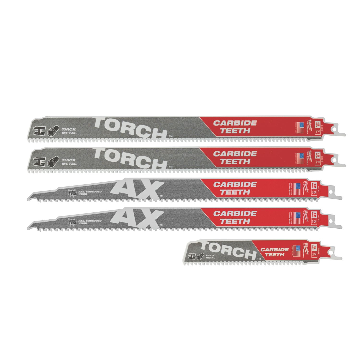 Milwaukee Sawzall 49222206 Multi-Material Demolition Blade Set 5 Pieces (838GE)