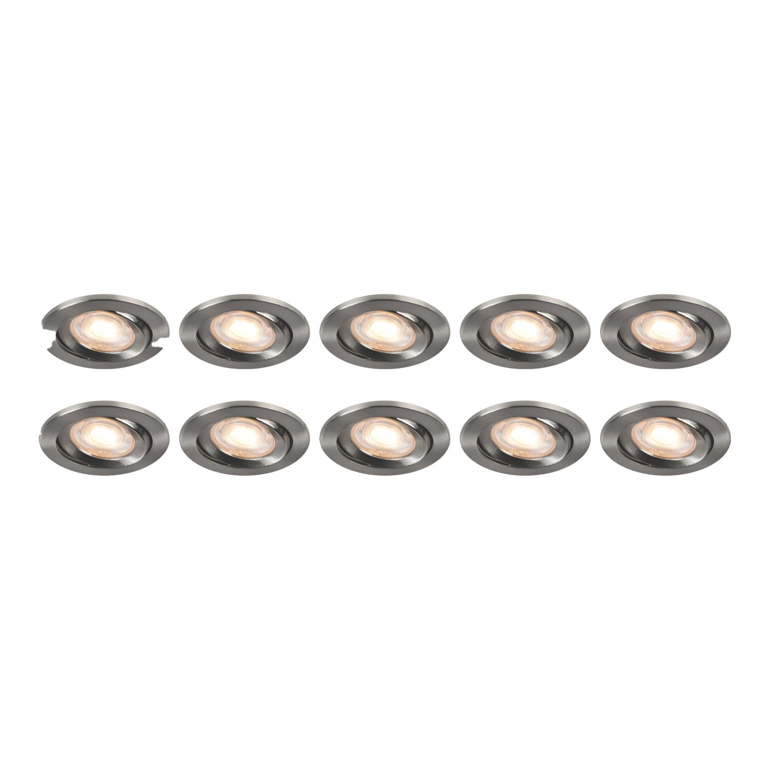 LAP Ubertas Tilt LED Downlights Brushed Nickel 4W 450lm 10 Pack (838RE)