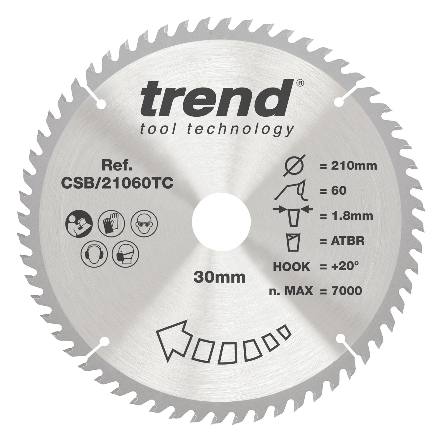 Trend CSB/21060TC Wood Thin Kerf Circular Saw Blade for Cordless Saws 210mm x 30mm 60T (838XG)