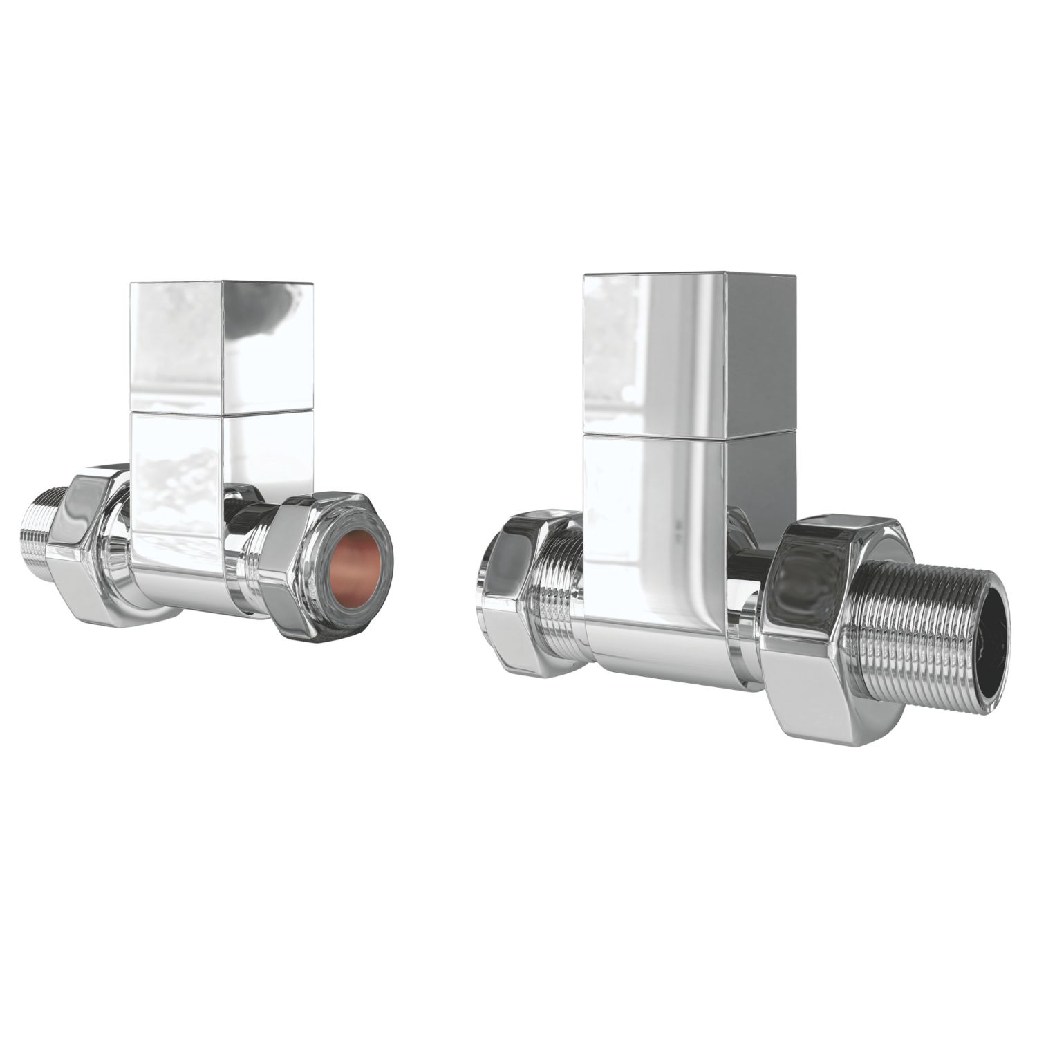 ETAL Swelt 15mm x 1/2" Chrome Straight Designer Manual Radiator Valve Head & Body 2 Pack (839VV)