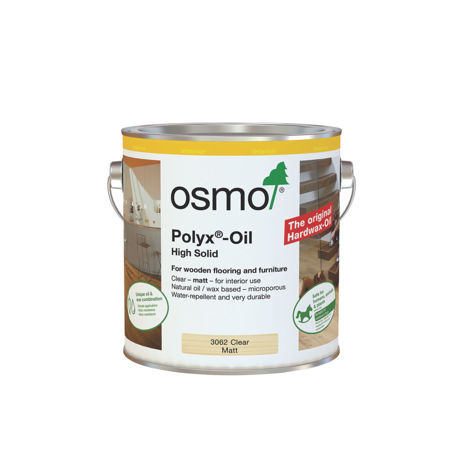 Osmo 2.5Ltr Clear Matt Solvent-Based Interior Wood Finishing Oil (839YM)