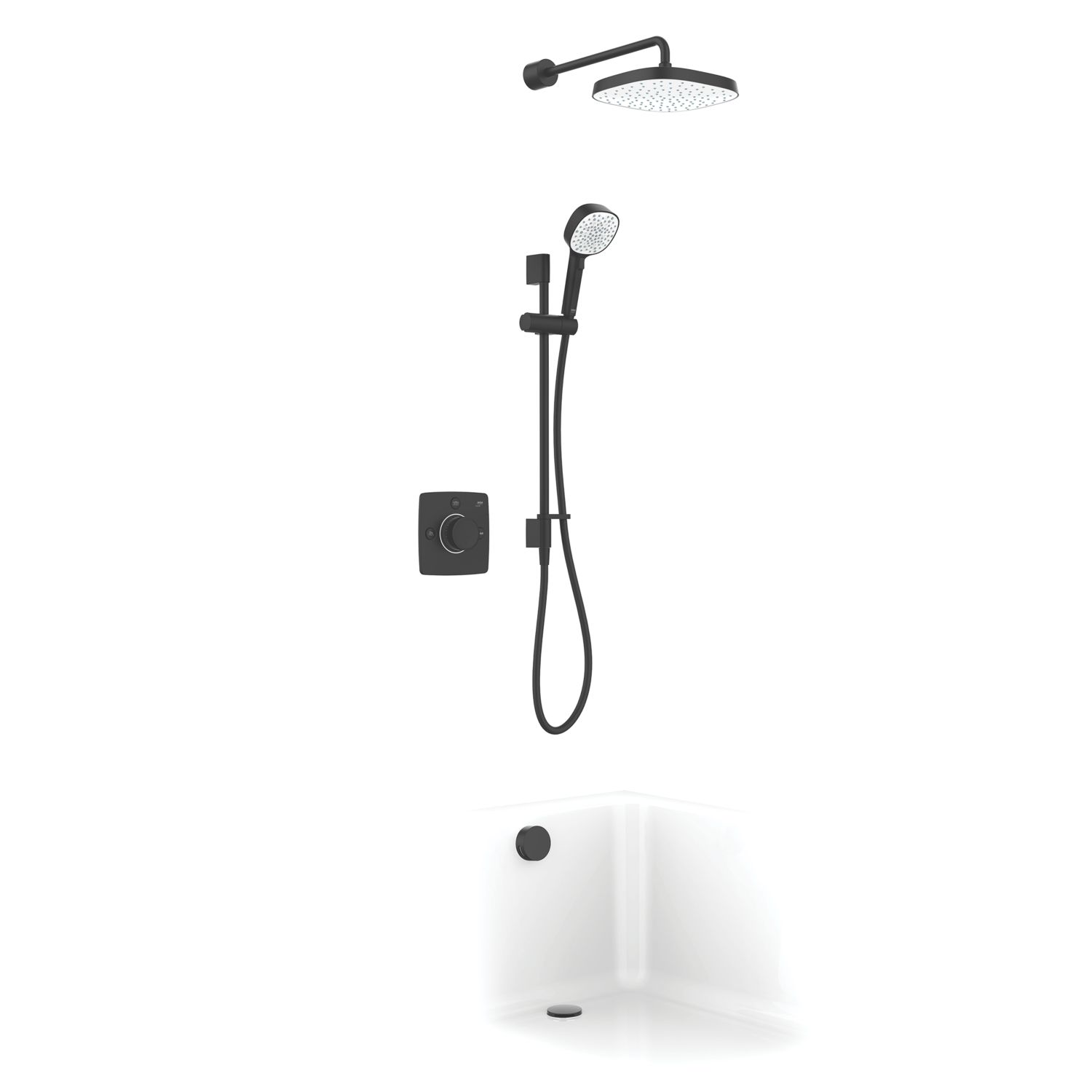 Mira Evoco Rear-Fed Concealed Matt Black Thermostatic Built-In Mixer Shower with Diverter & Bath Fill (840JF)