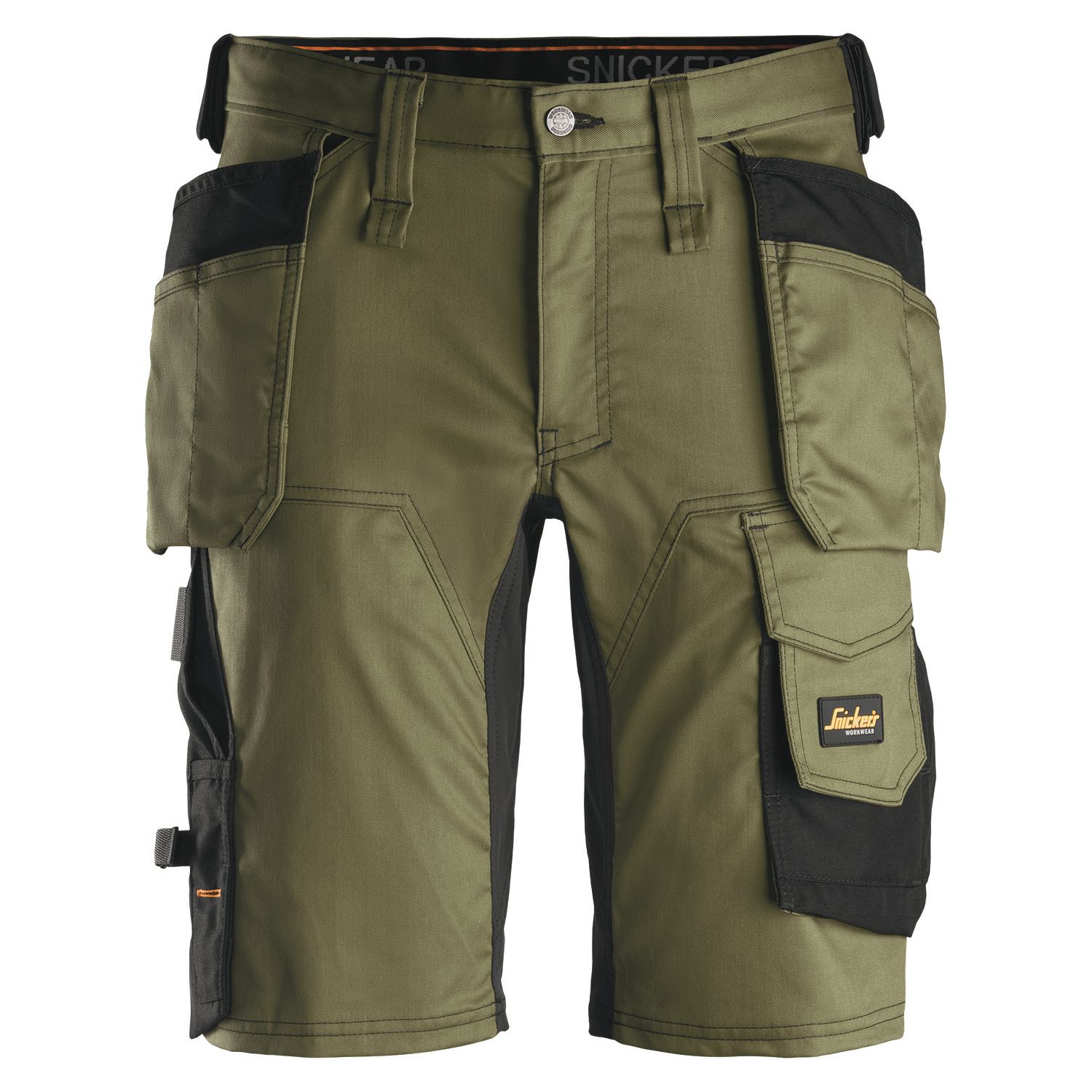 Snickers 6141 Stretch Work Shorts Khaki Green / Black 33" W (842AF)