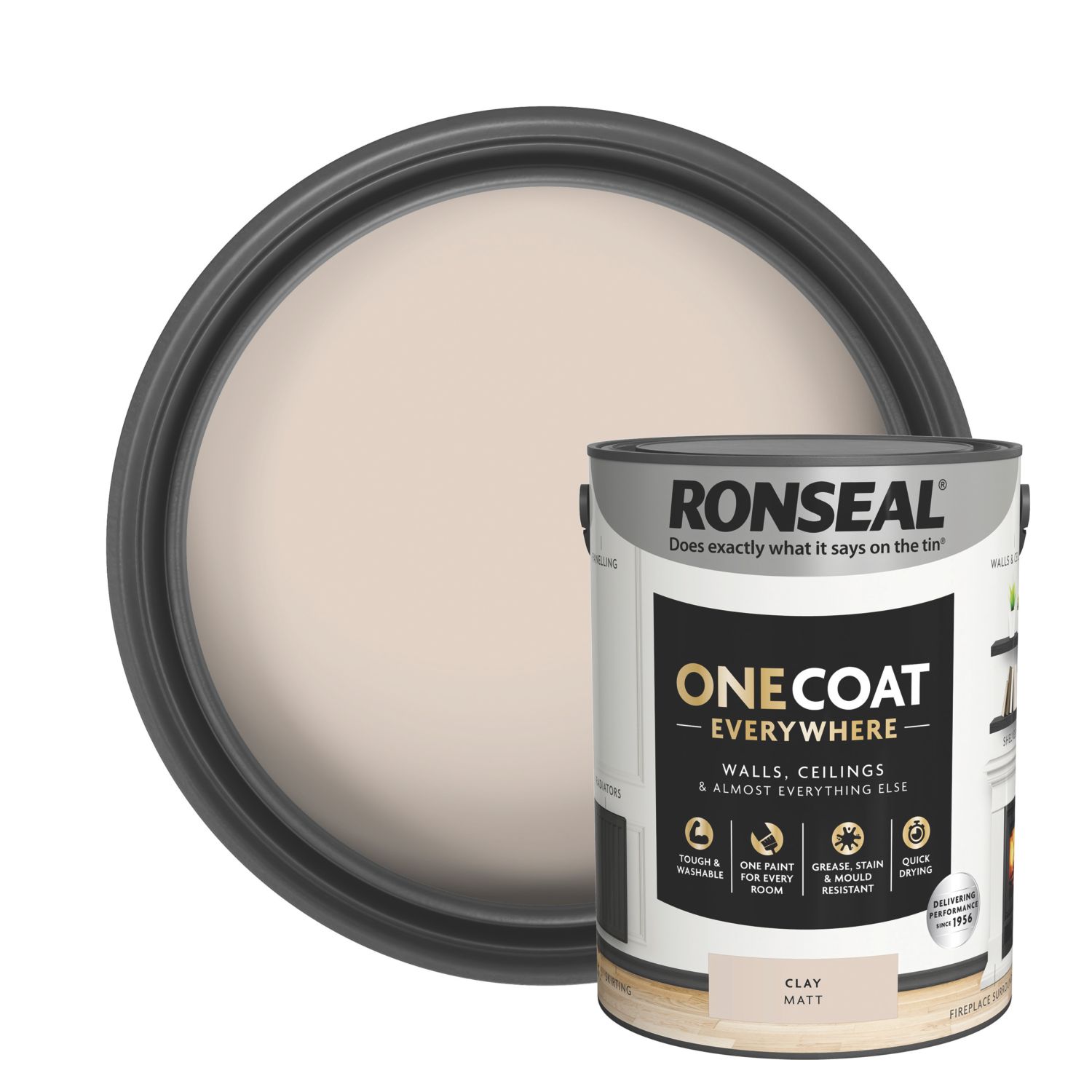Ronseal 5Ltr Clay Matt Emulsion Multi Surface Paint (842CE)