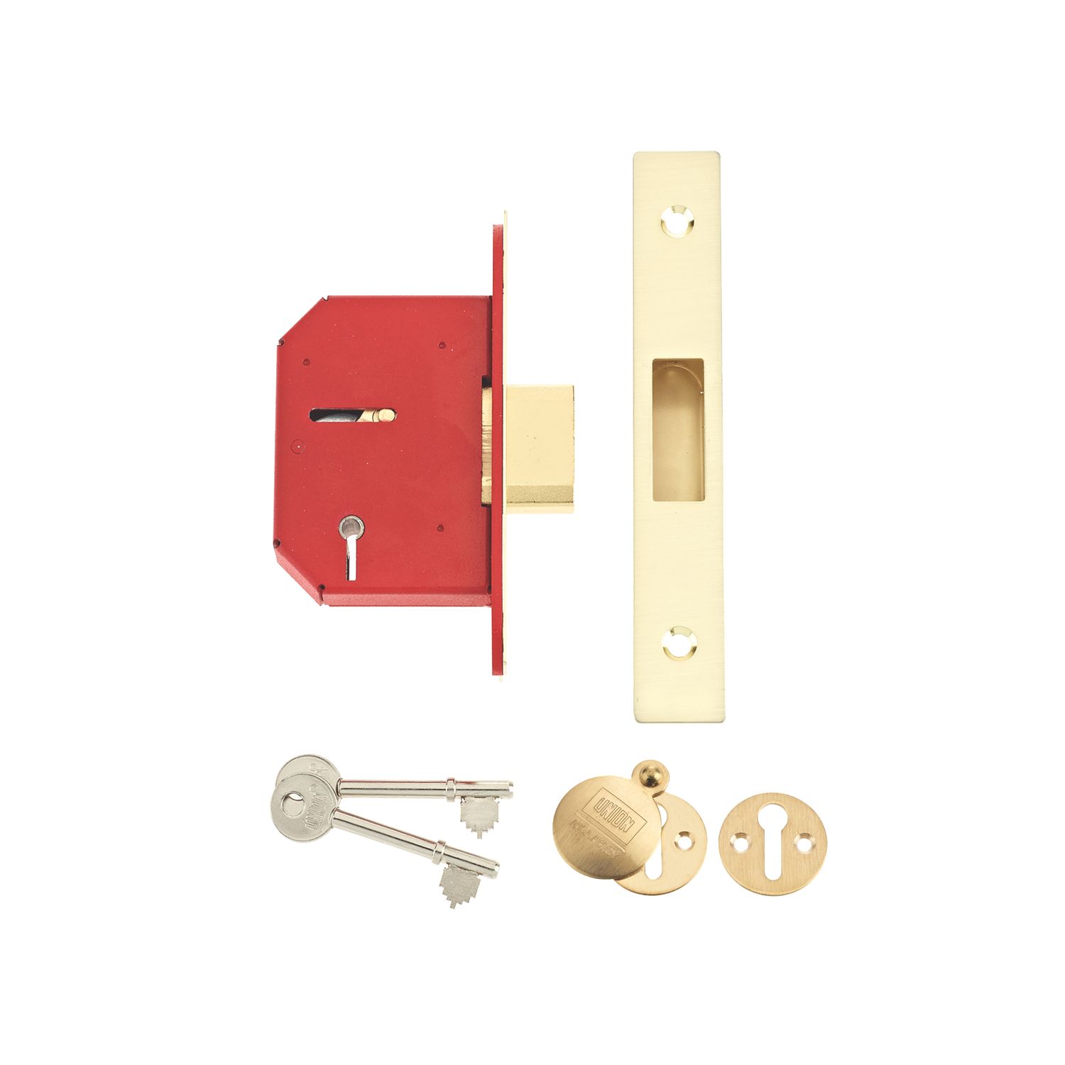 Union Fire Rated 5 Lever Brass Mortice Deadlock 68mm Case - 45mm Backset (8433D)