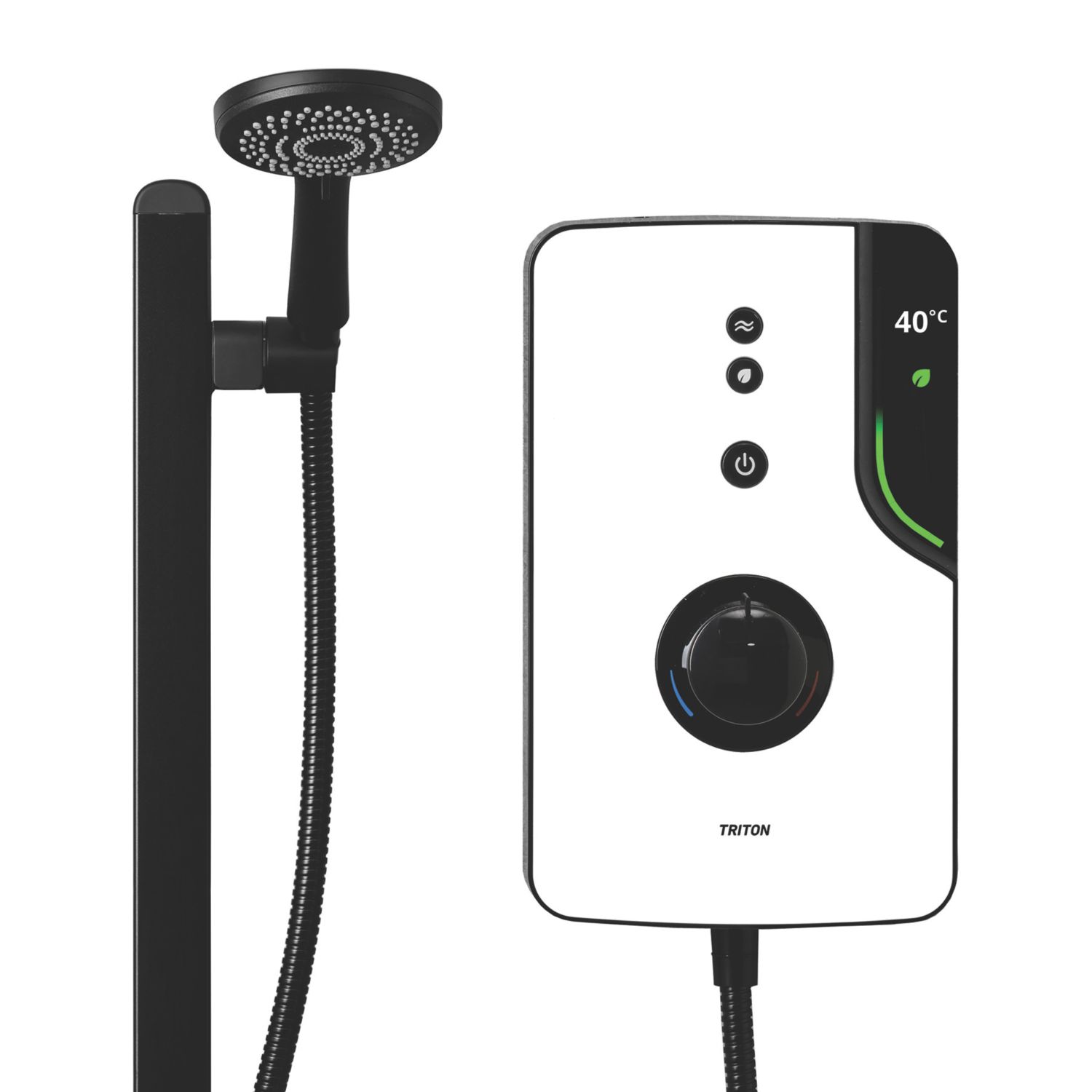 Triton ENlight White/Black 9.5kW Thermostatic Shower with Back to Wall Kit (843CU)