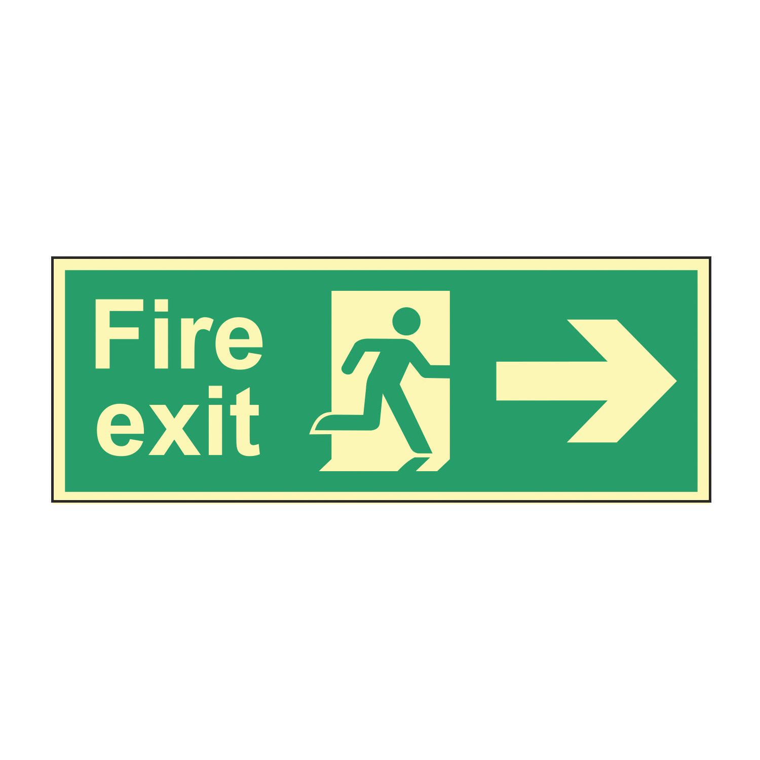 Essentials Photoluminescent "Fire Exit Man Right Arrow" Sign 150mm x 450mm (843FG)
