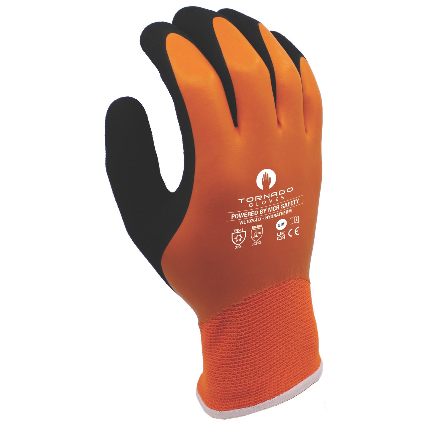 MCR Safety HydraTherm General Handling Gloves Orange/Black Large 1 Pair (843YM)
