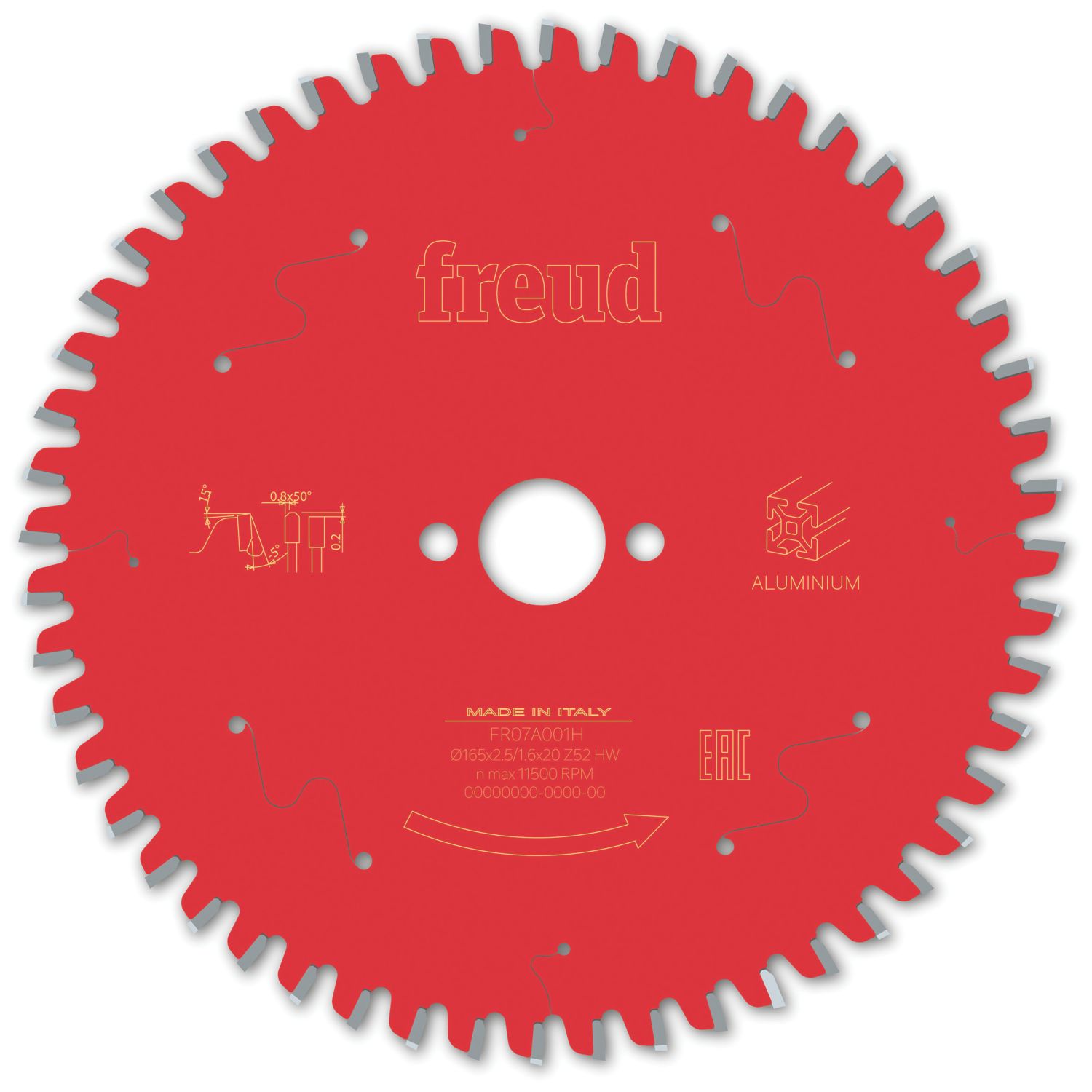 Freud F03FS09809 Aluminium/Plastic Circular Saw Blade 165mm x 20mm 52T (846VX)