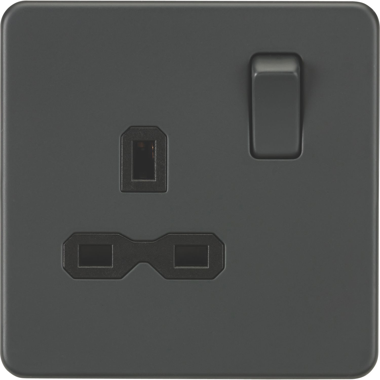 Knightsbridge 13A 1-Gang DP Switched Single Socket Anthracite with Black Inserts (848TX)