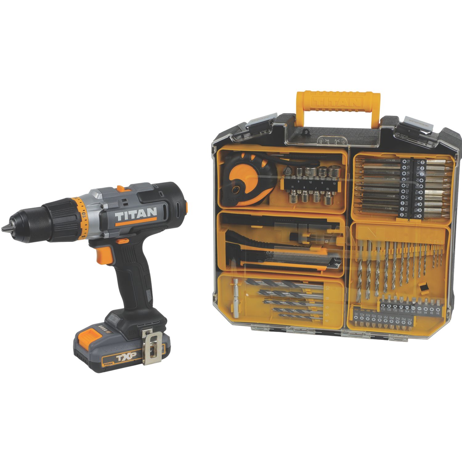 Titan TTI1257COM 18V 1 x 2.0Ah Li-Ion TXP Cordless Combi Drill Kit (849AF)