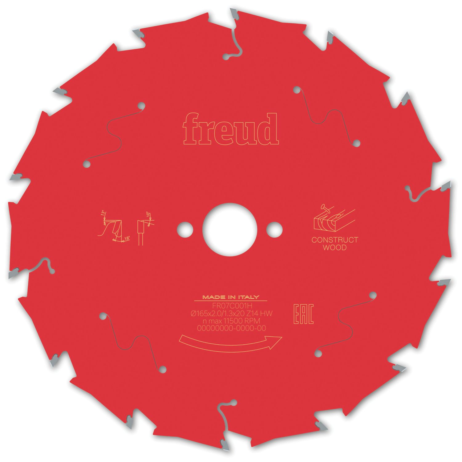 Freud F03FS09789 Wood/Nails Circular Saw Blade 165mm x 20mm 14T (849VX)