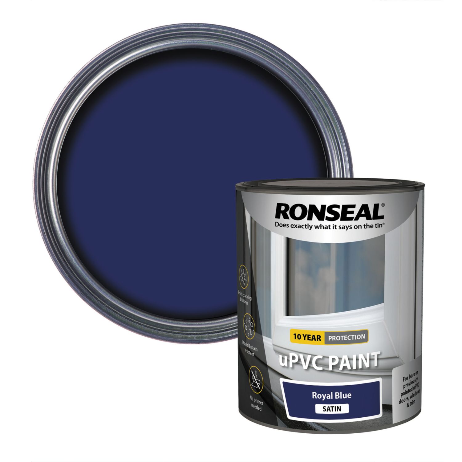 Ronseal 750ml Royal Blue Satin Self Priming uPVC Paint (851KK)