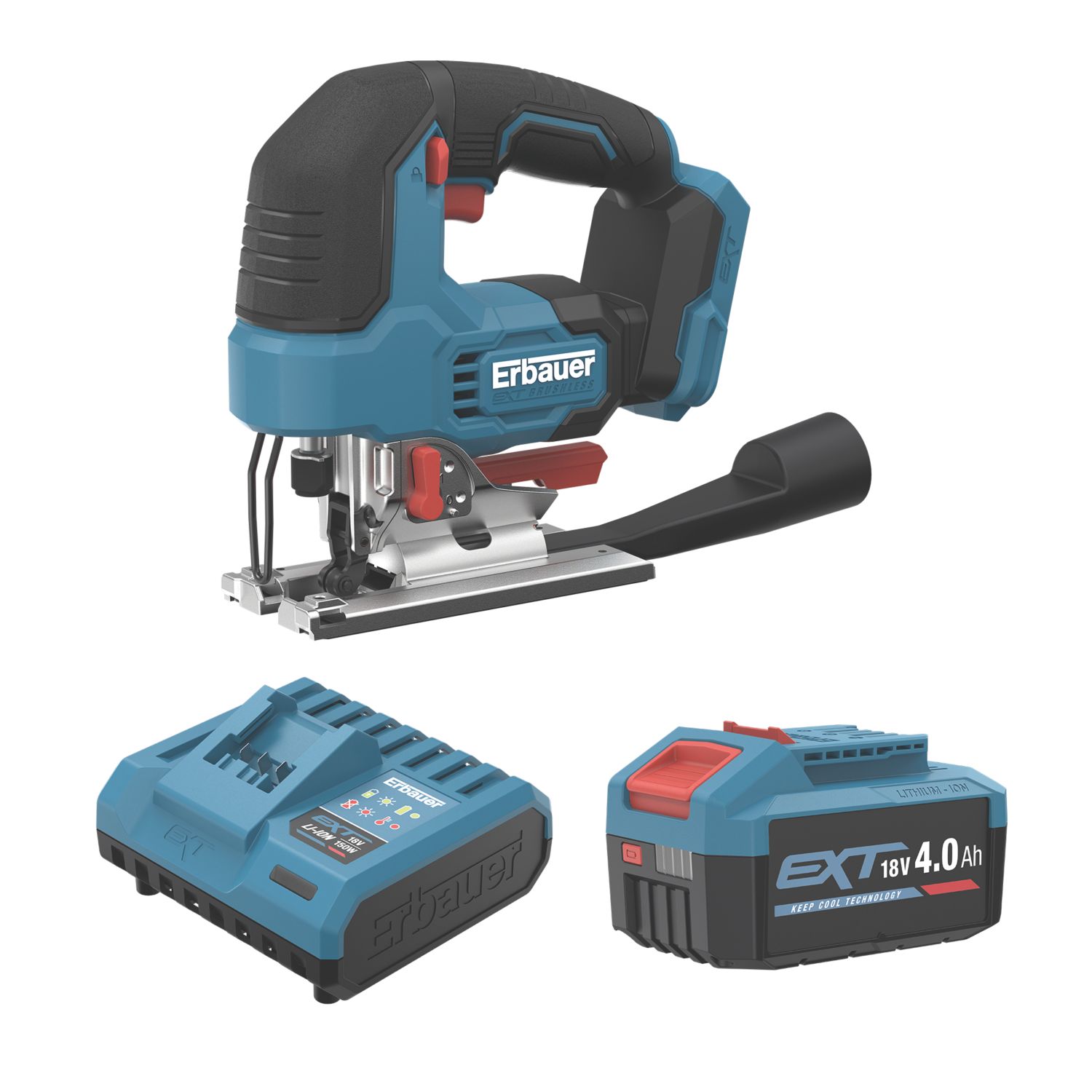 Erbauer ERI1087JSW 18V 1 x 4.0Ah Li-Ion EXT Brushless Cordless Jigsaw (854YM)