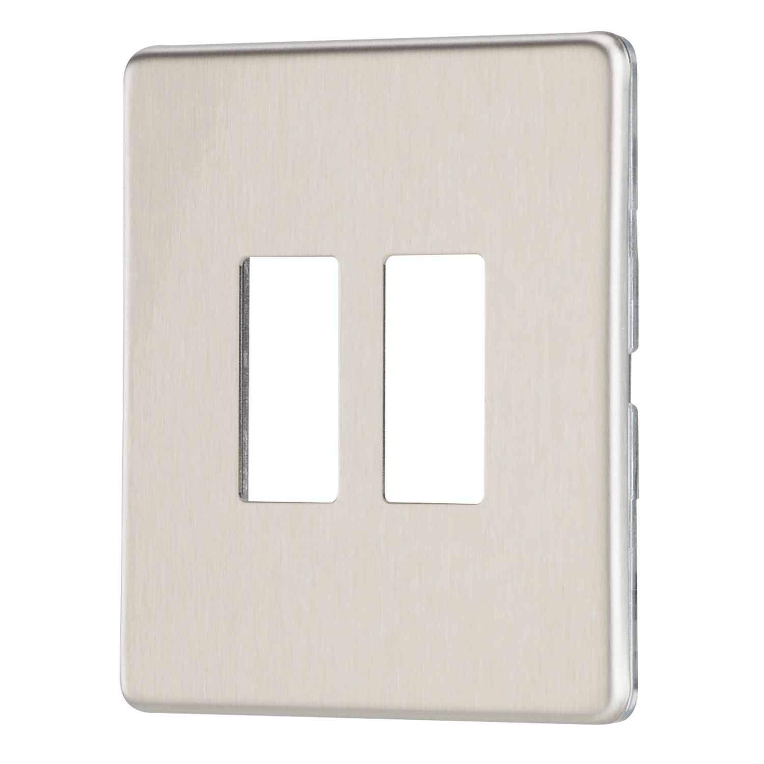 Contactum Lyric 2-Module Grid Faceplate Brushed Steel (855RR)