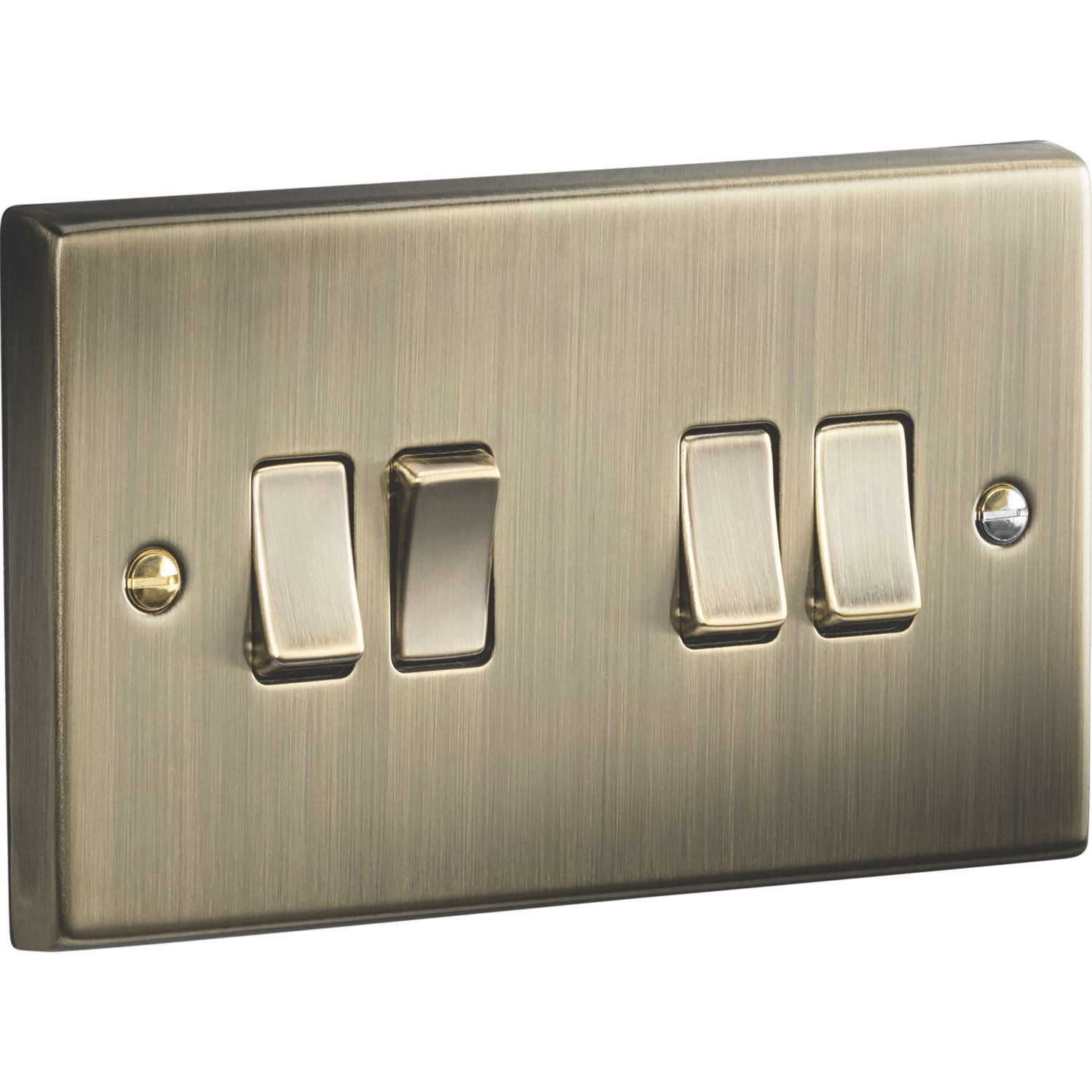 Knightsbridge 10AX 4-Gang 2-Way Light Switch Antique Brass (856TY)