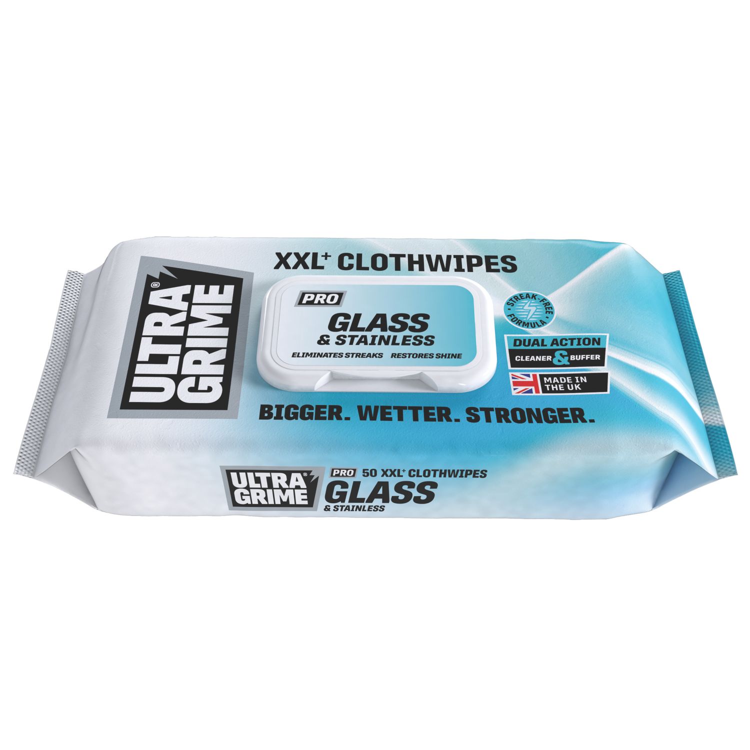Ultragrime Pro Glass and Stainless XXL+ Cleaning Wipes 50 Pack (857CH)