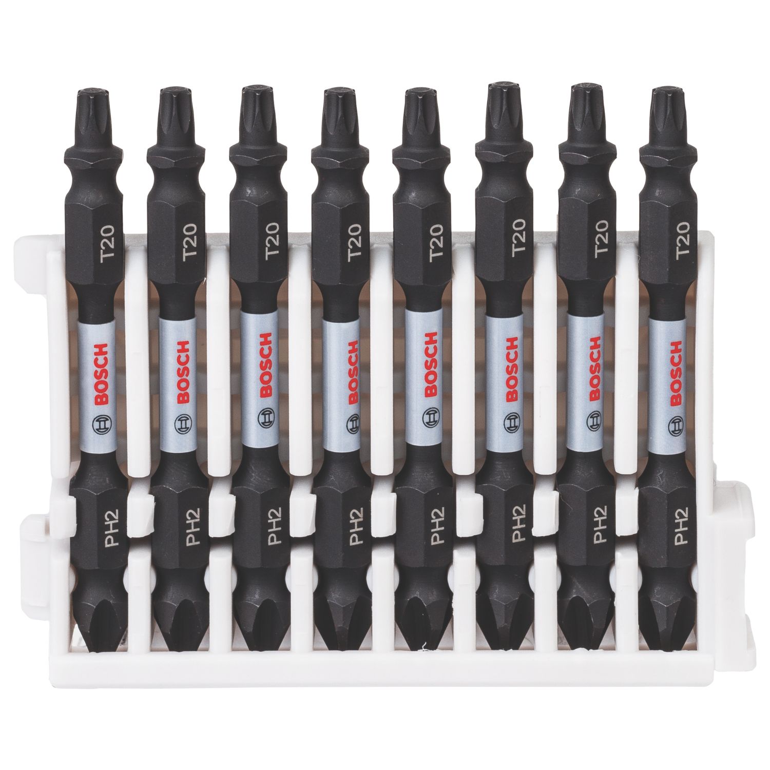 Bosch 1/4" 65mm Hex Shank PH2/T20 Impact Control Double-Ended Screwdriver Bits 8 Piece Set (858FW)
