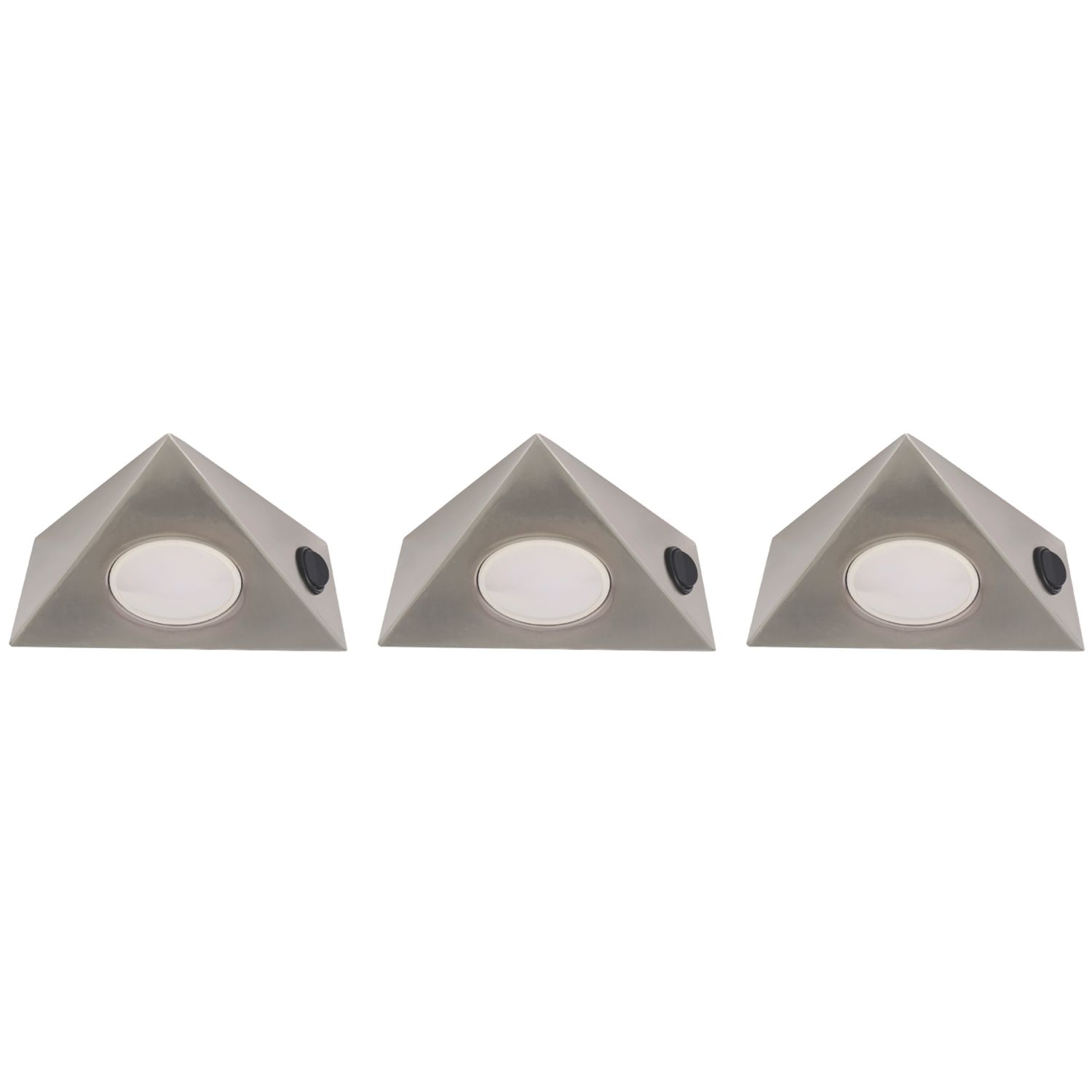 LAP Triangular LED CCT Cabinet Downlights Satin Nickel 15W 3 x 400lm 3 Pack (858FX)