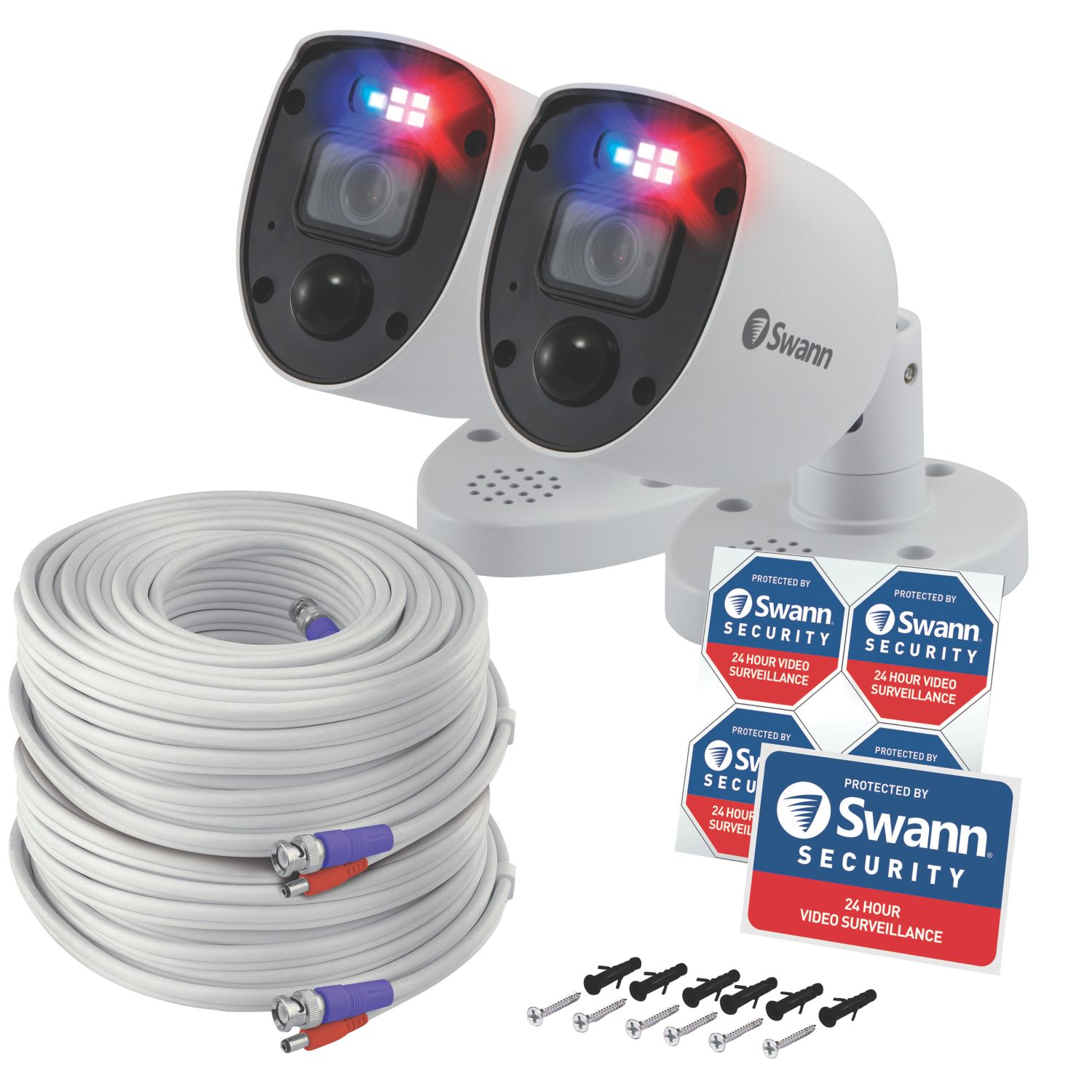 Swann SWPRO-4KRLPK2-EU White Wired 4K Outdoor Bullet Add-On Cameras 2 Pack (858JT)