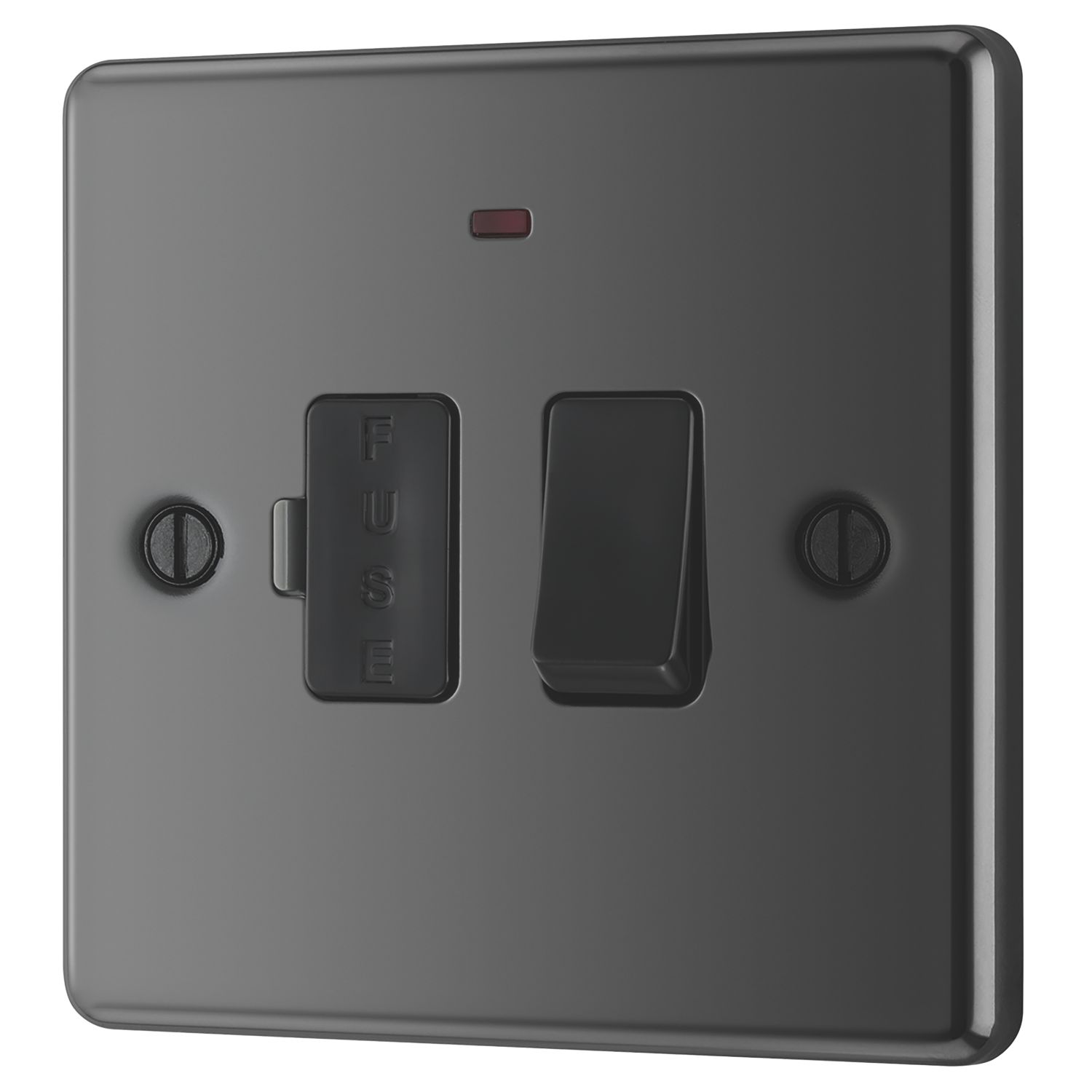 LAP 13A Switched Fused Spur with LED Black Nickel with Black Inserts (85977)