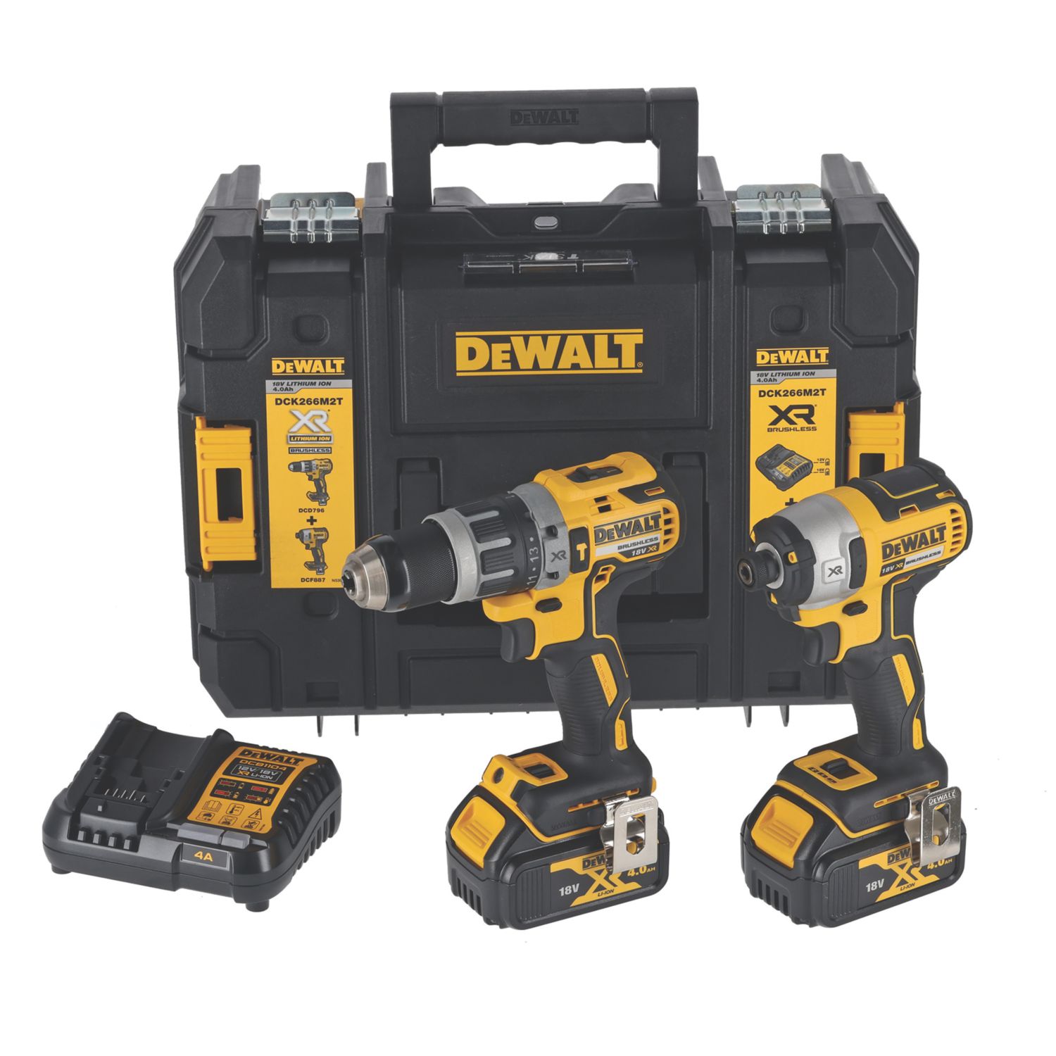 DEWALT DCK266M2T-GB 18V 2 x 4.0Ah Li-Ion XR Brushless Cordless Twin Pack (859VN)