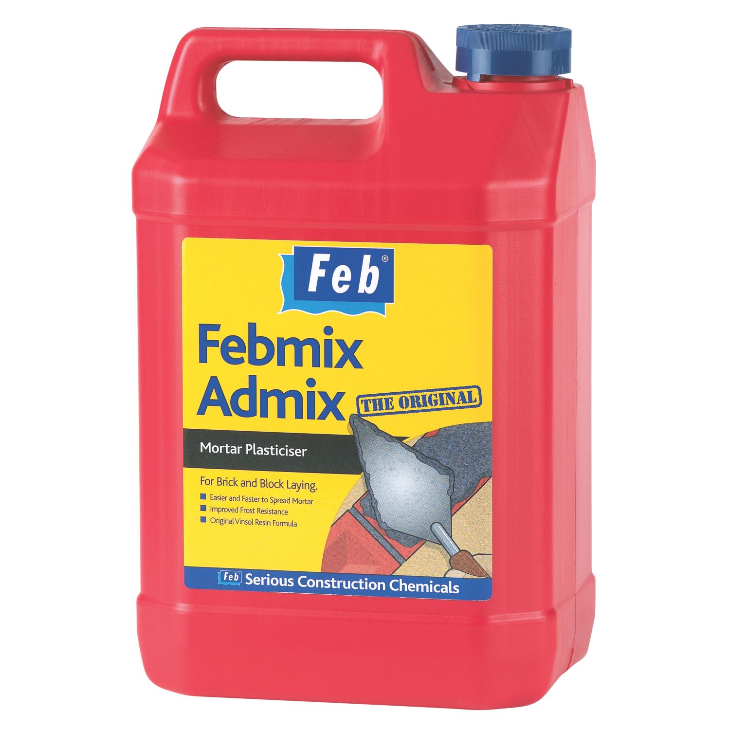 Everbuild Febmix Admix Mortar Plasticiser Dark Brown 5Ltr (860JJ)