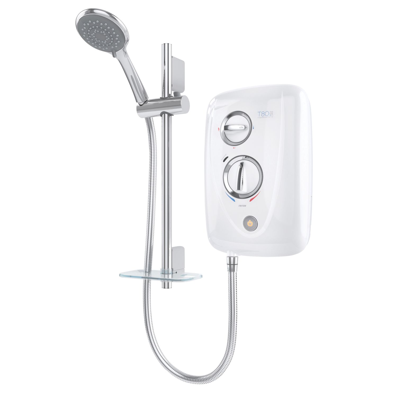 Triton T80 Easi-Fit+ White/Chrome 9.5kW Thermostatic Electric Shower (8618V)