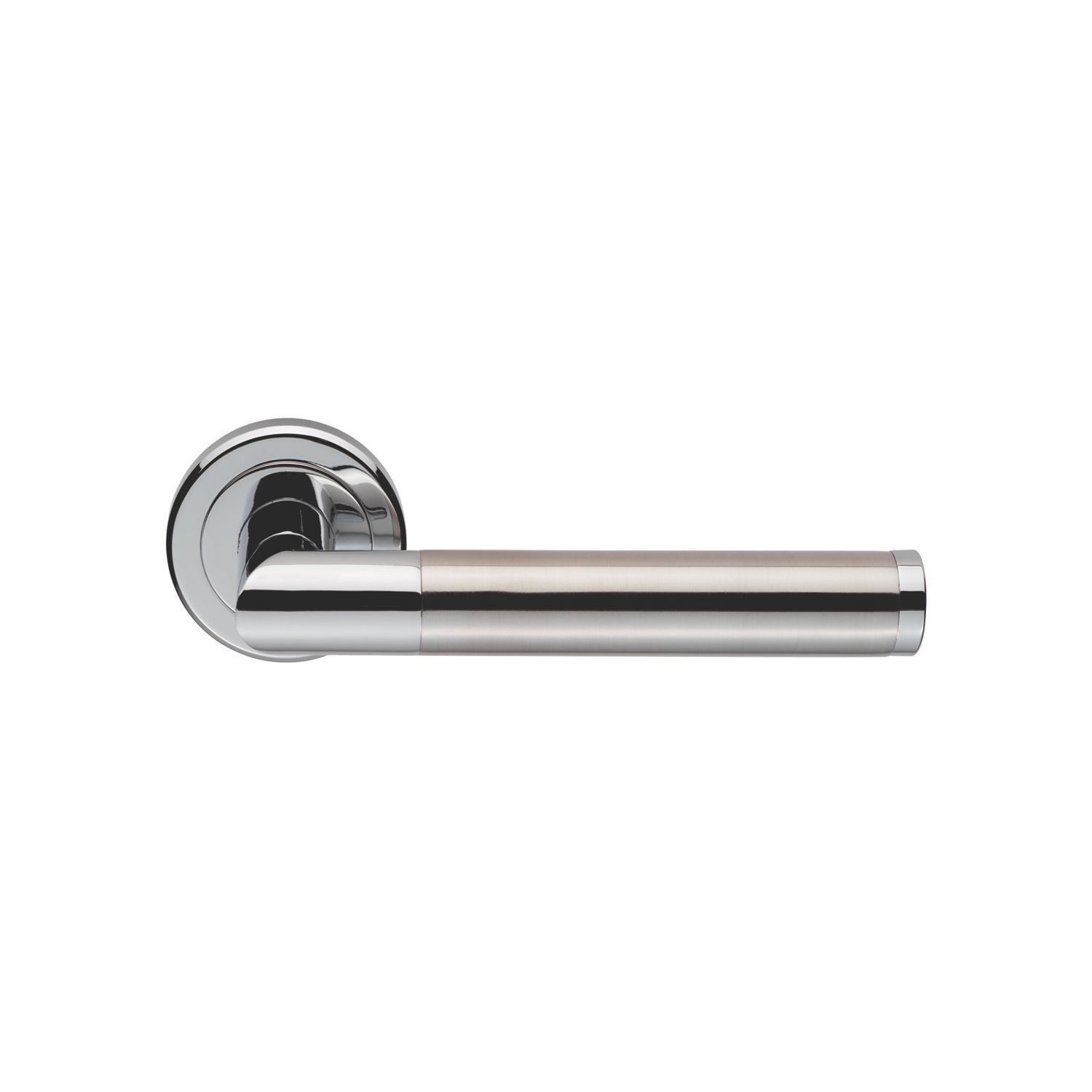 Serozzetta Trend Fire Rated Lever on Rose Door Handle Pair Polished Chrome / Satin Nickel (86245)