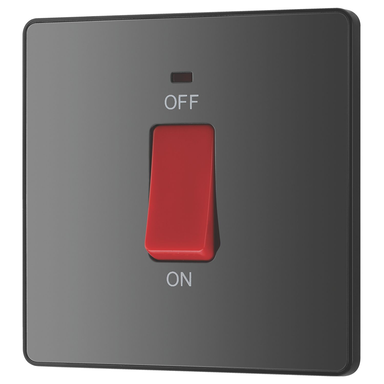 British General Evolve 45A 1-Gang 2-Pole Cooker Switch Black Chrome with LED (862PY)