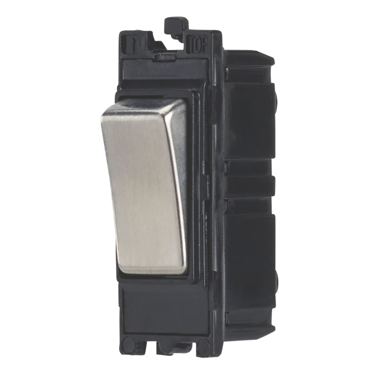 Contactum 10AX 2-Way Modular Light Switch Brushed Steel with Black Inserts (863RV)