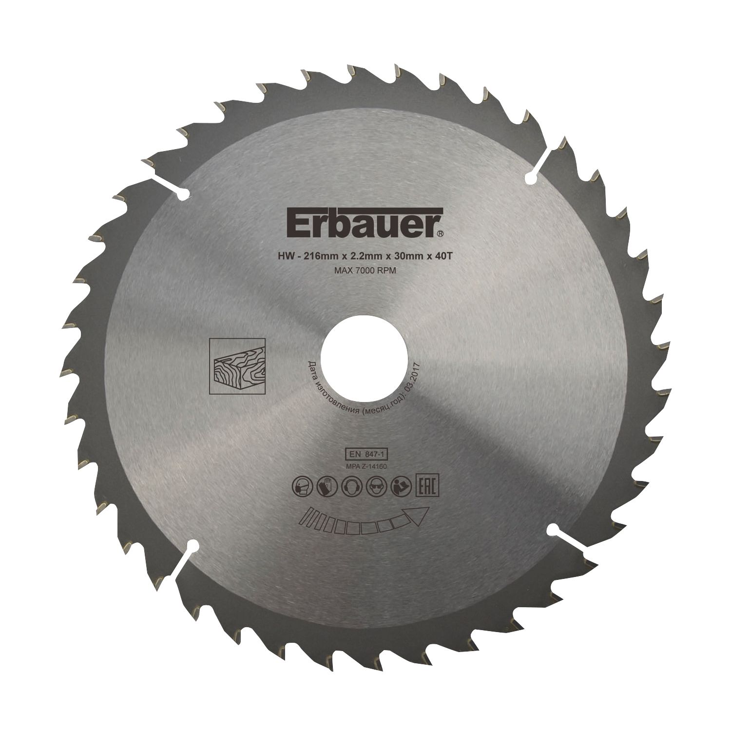 Erbauer Wood TCT Saw Blade 216mm x 30mm 40T (8652V)