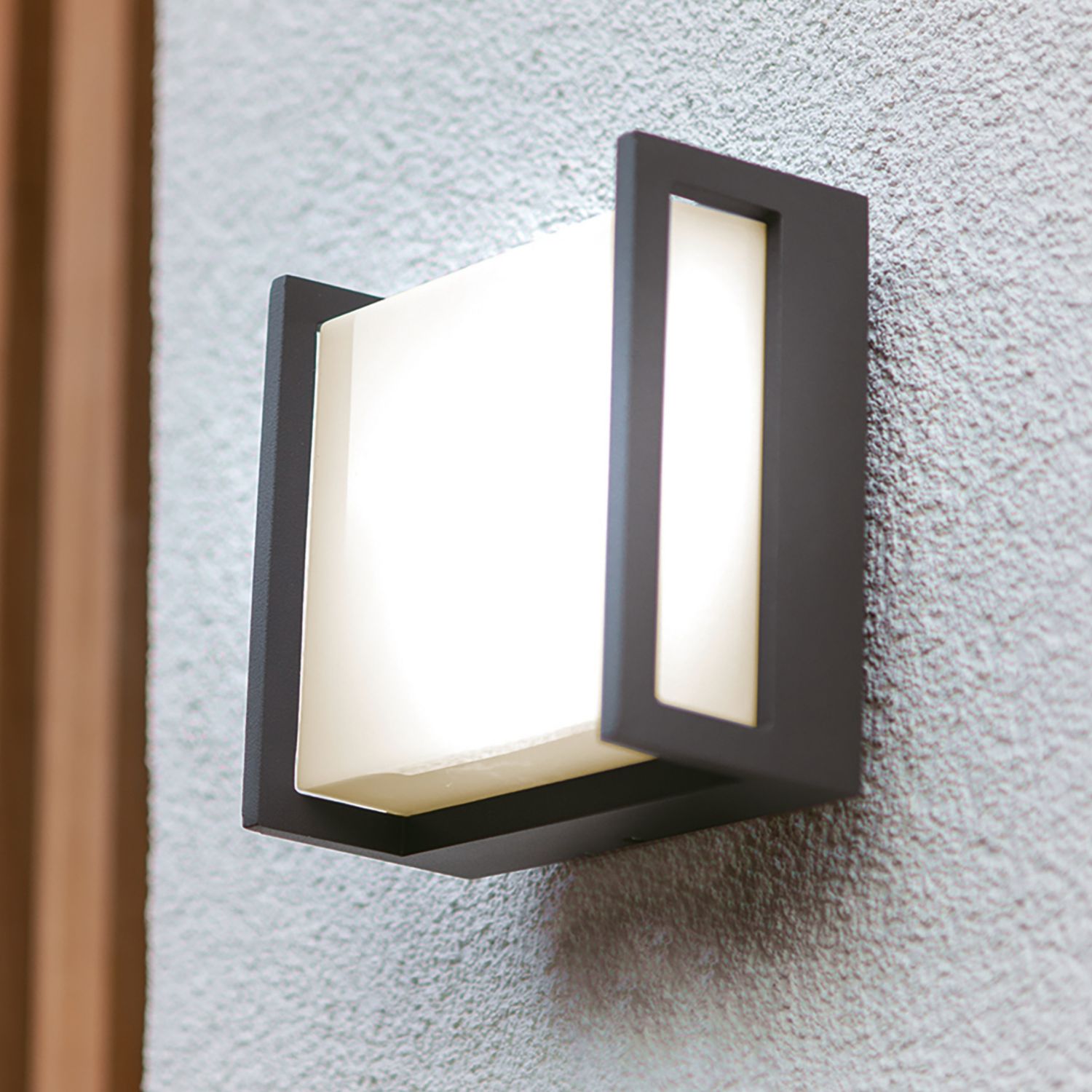 Lutec Qubo Outdoor LED Wall Light Dark Grey 7.8W 800lm (868AJ)