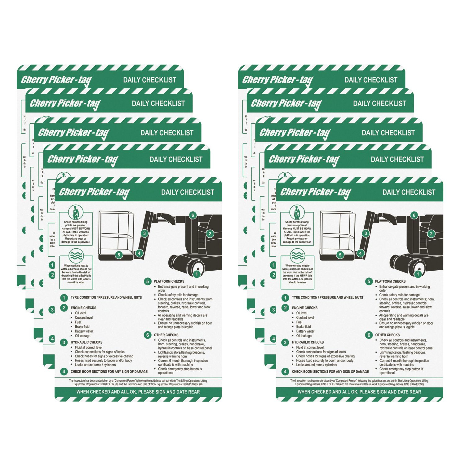Scafftag Cherry Picker Tag Inserts 10 Pack (868YU)