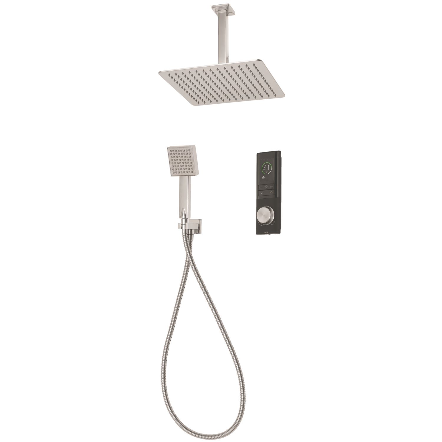 Triton H2ome Gravity-Pumped Ceiling & Rear Fed Dual Outlet Chrome/Black Thermostatic Digital Shower (869CF)