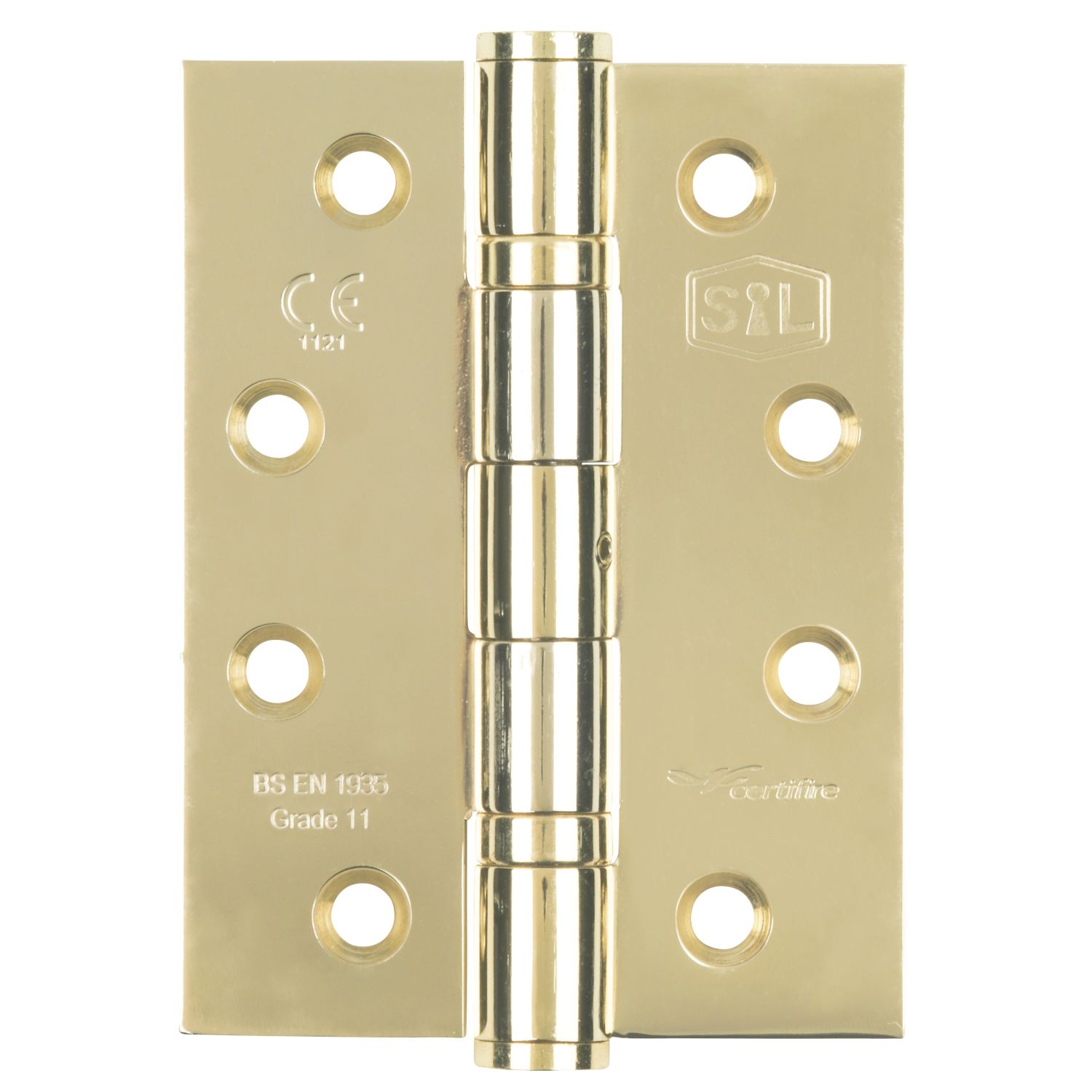 Smith & Locke Electro Brass Grade 11 Fire Rated Ball Bearing Hinges 102mm x 76mm 3 Pack (8728J)