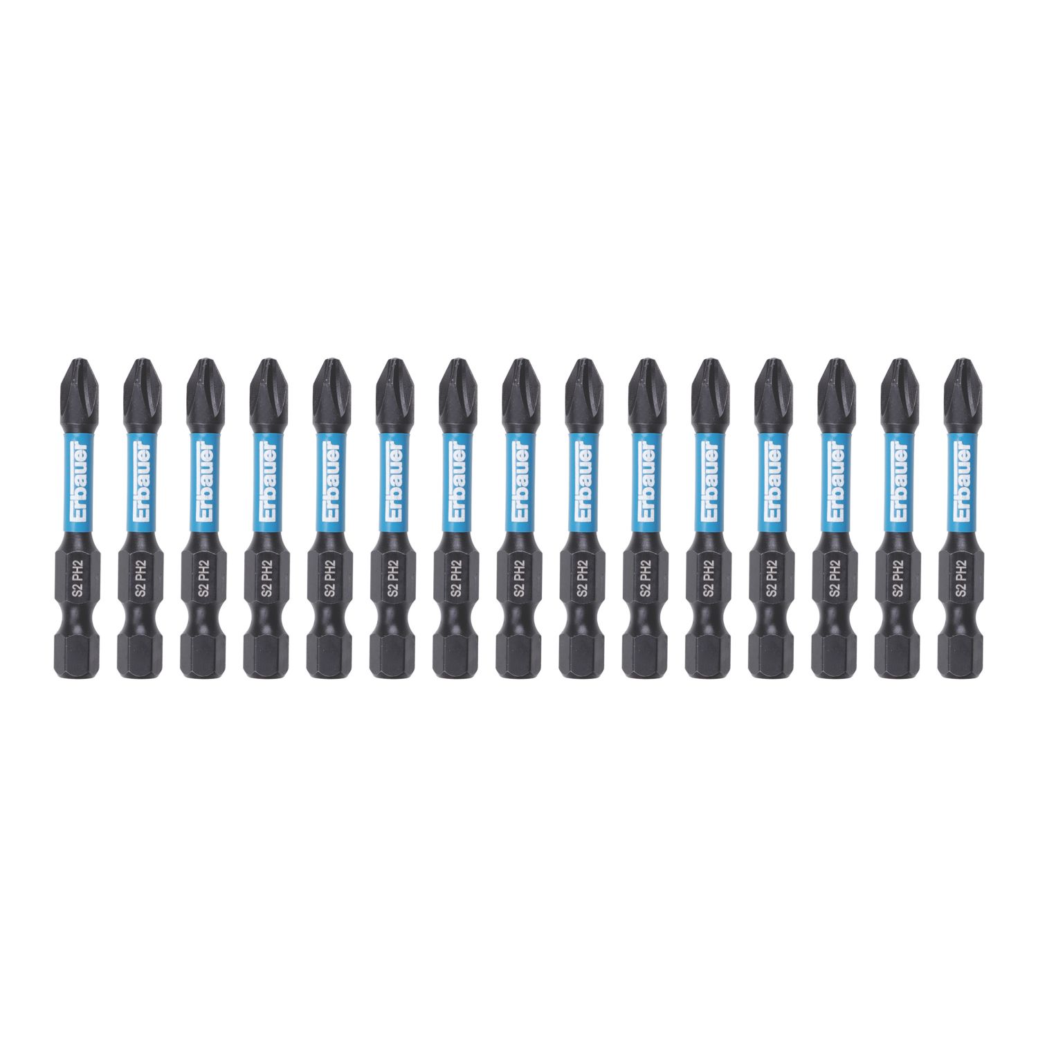 Erbauer 1/4" 50mm Hex Shank PH2 Screwdriver Bits 15 Pack (873JL)