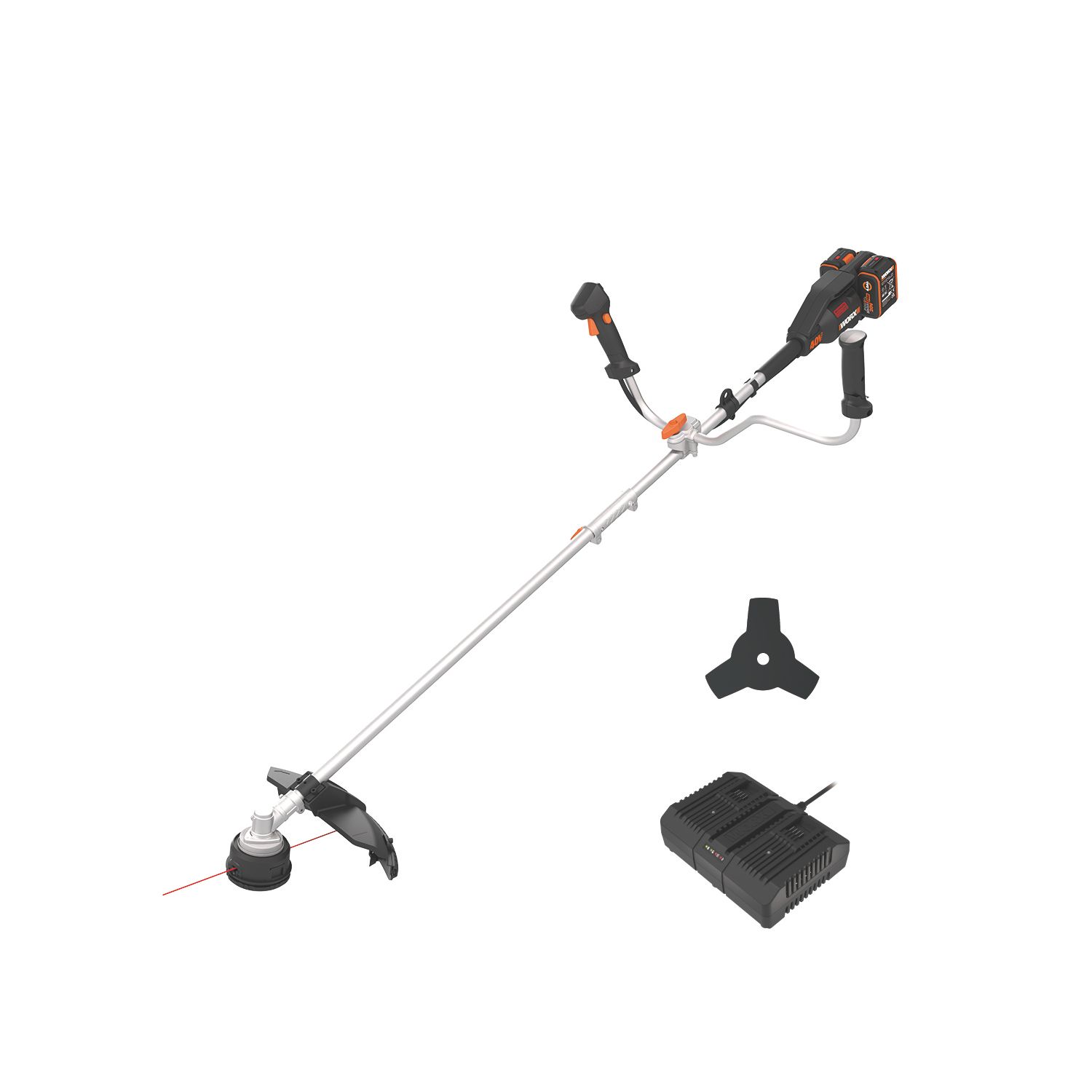 Worx WG084E 40V 2 x 4.0Ah Li-Ion PowerShare Pro Brushless Cordless Brushcutter & Line Trimmer (873YU)
