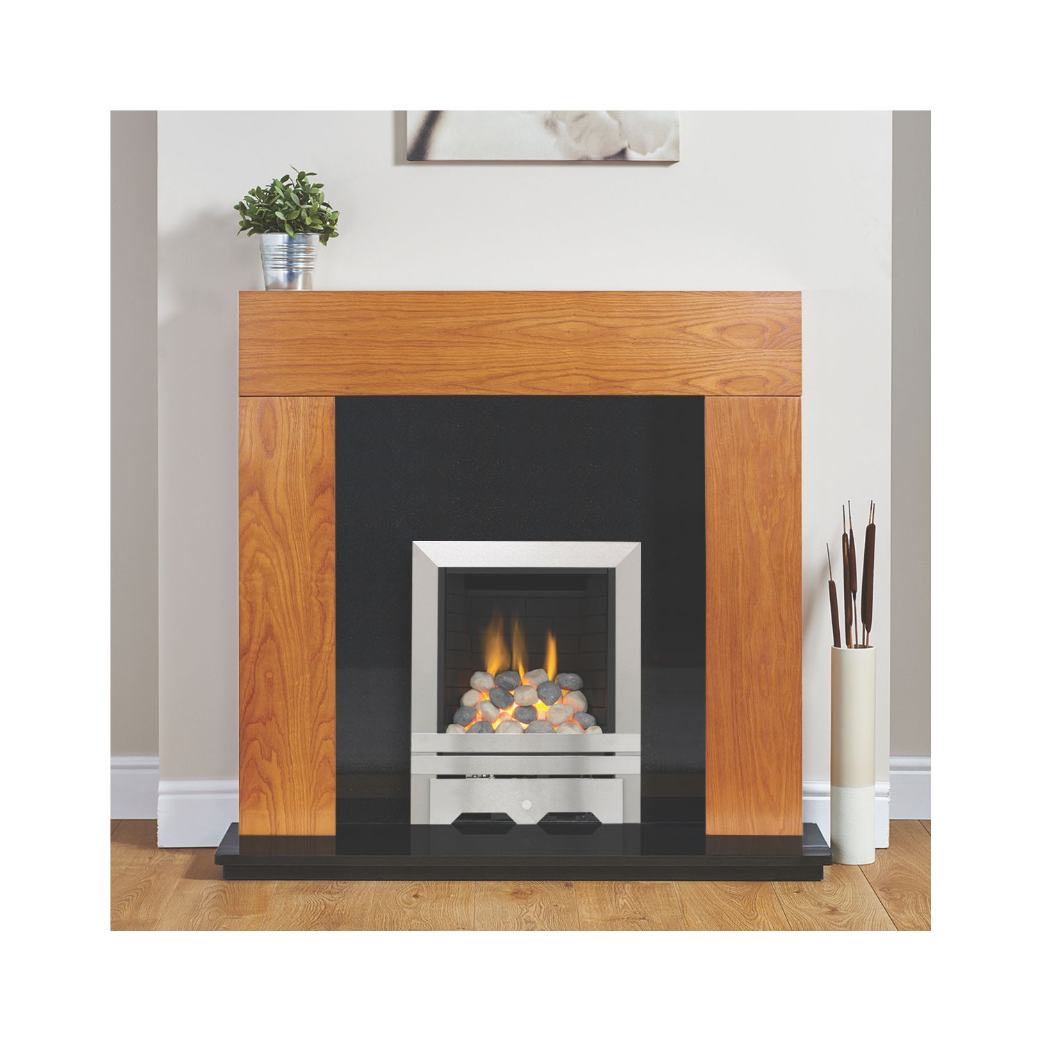 Focal Point Lulworth Stainless Steel Rotary Control Inset Gas Full Depth Fire 480mm x 180mm x 585mm (87411)