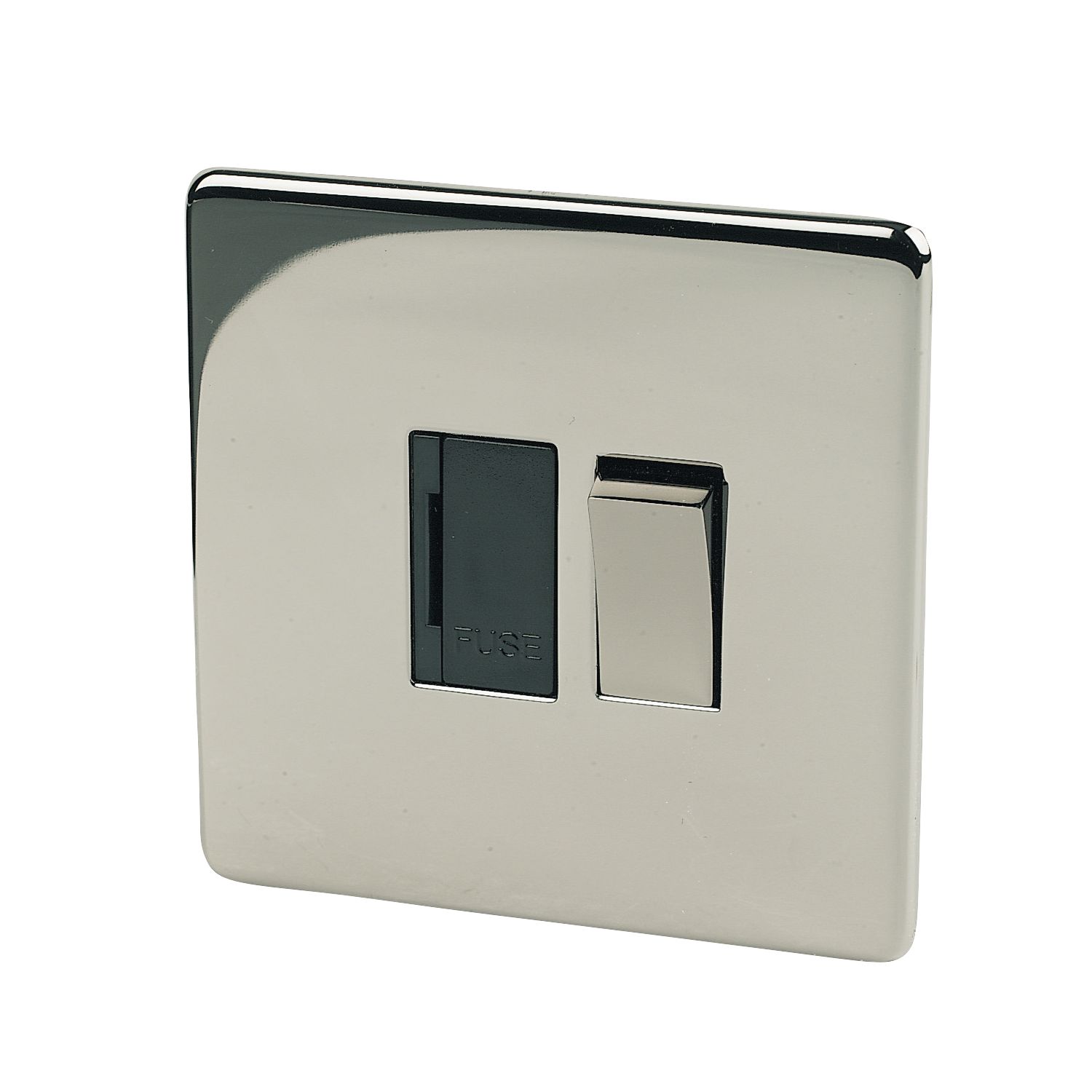 Crabtree Platinum 13A Switched Fused Spur Black Nickel with Black Inserts (87482)