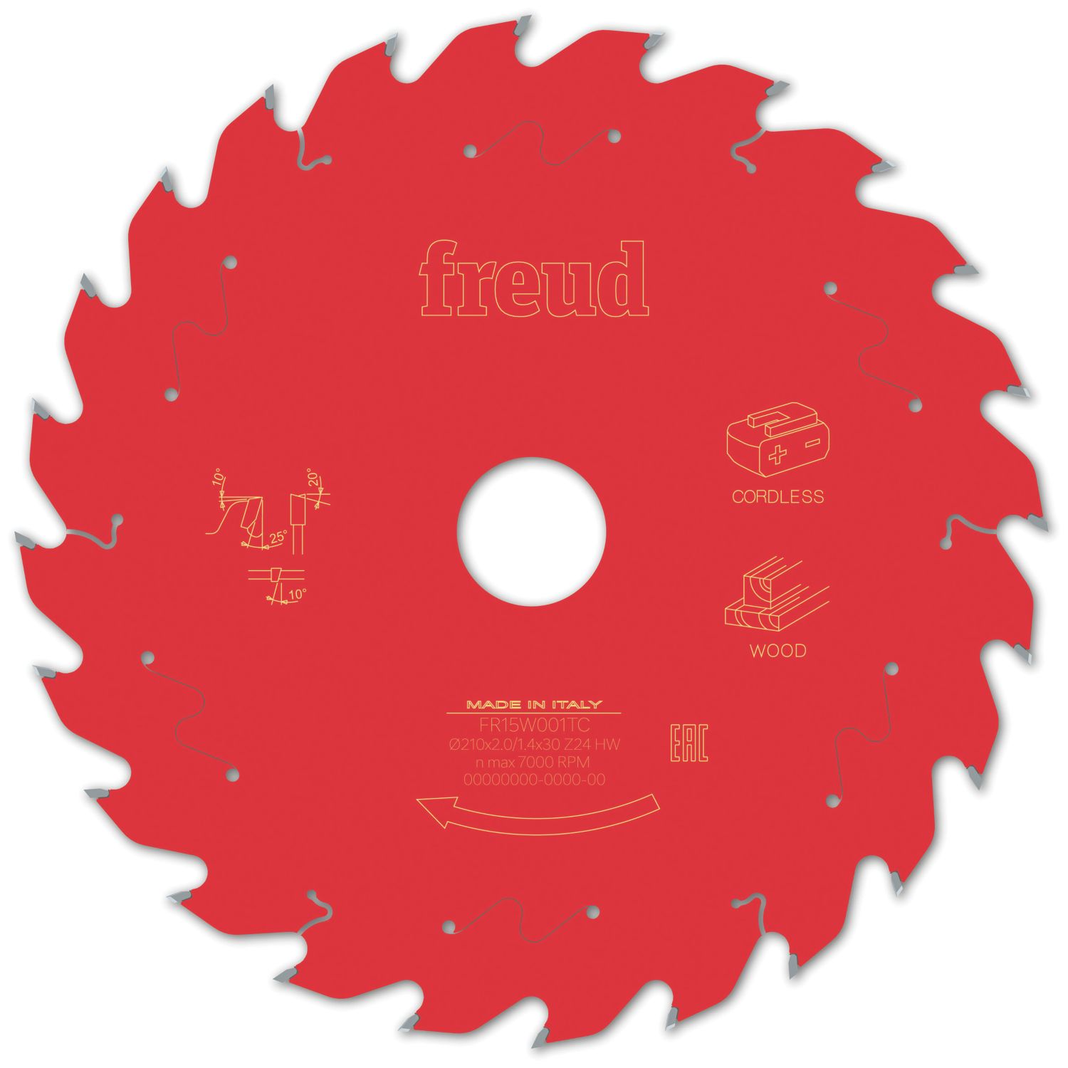 Freud F03FS10068 Wood/Chipboard/MDF Circular Saw Blade 210mm x 30mm 24T (874VV)